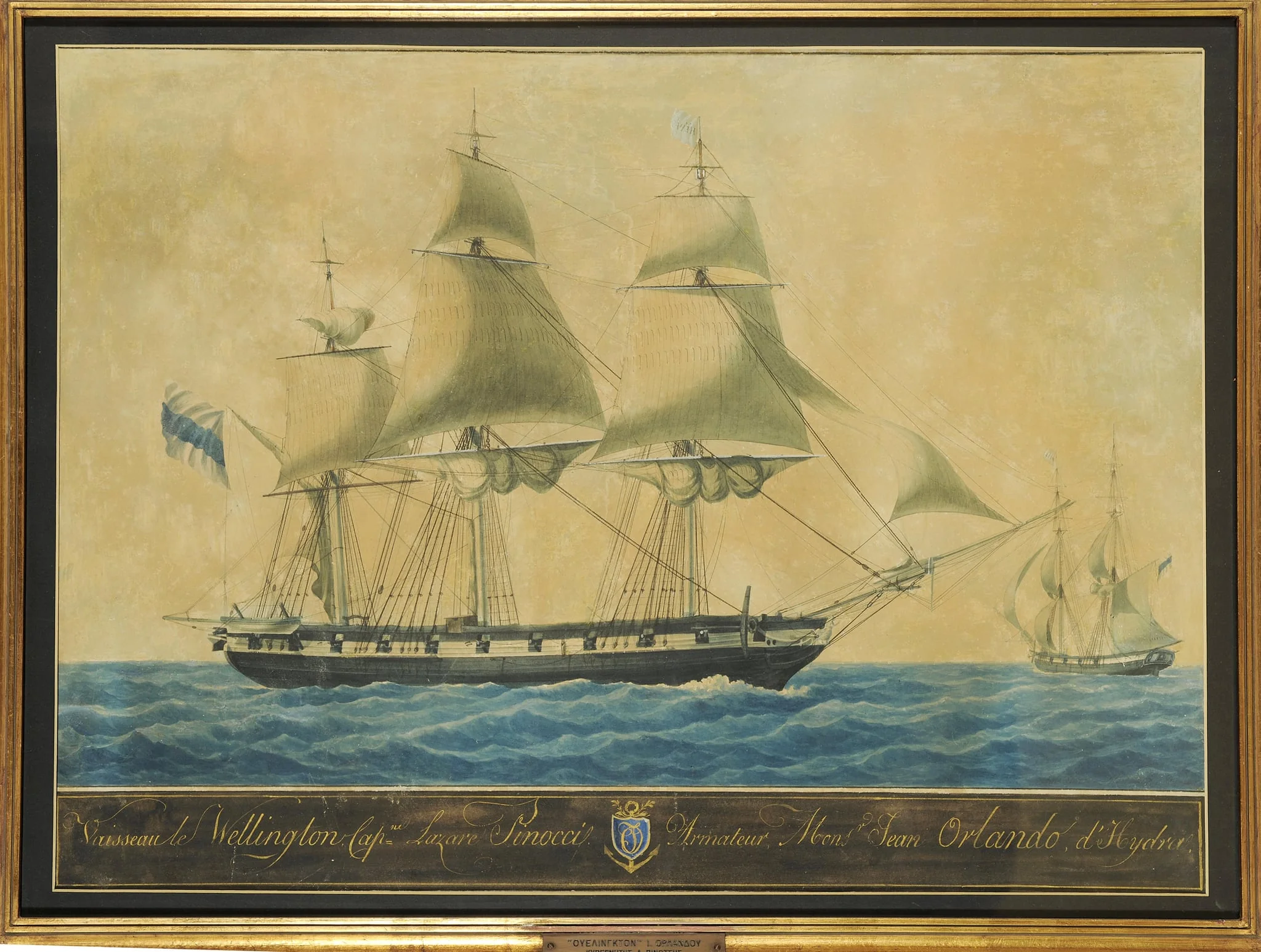 Το πλοίο "Ουέλιγκτον" του Ι. Ορλάνδου, by Roux Antoine, unspecified, 1820