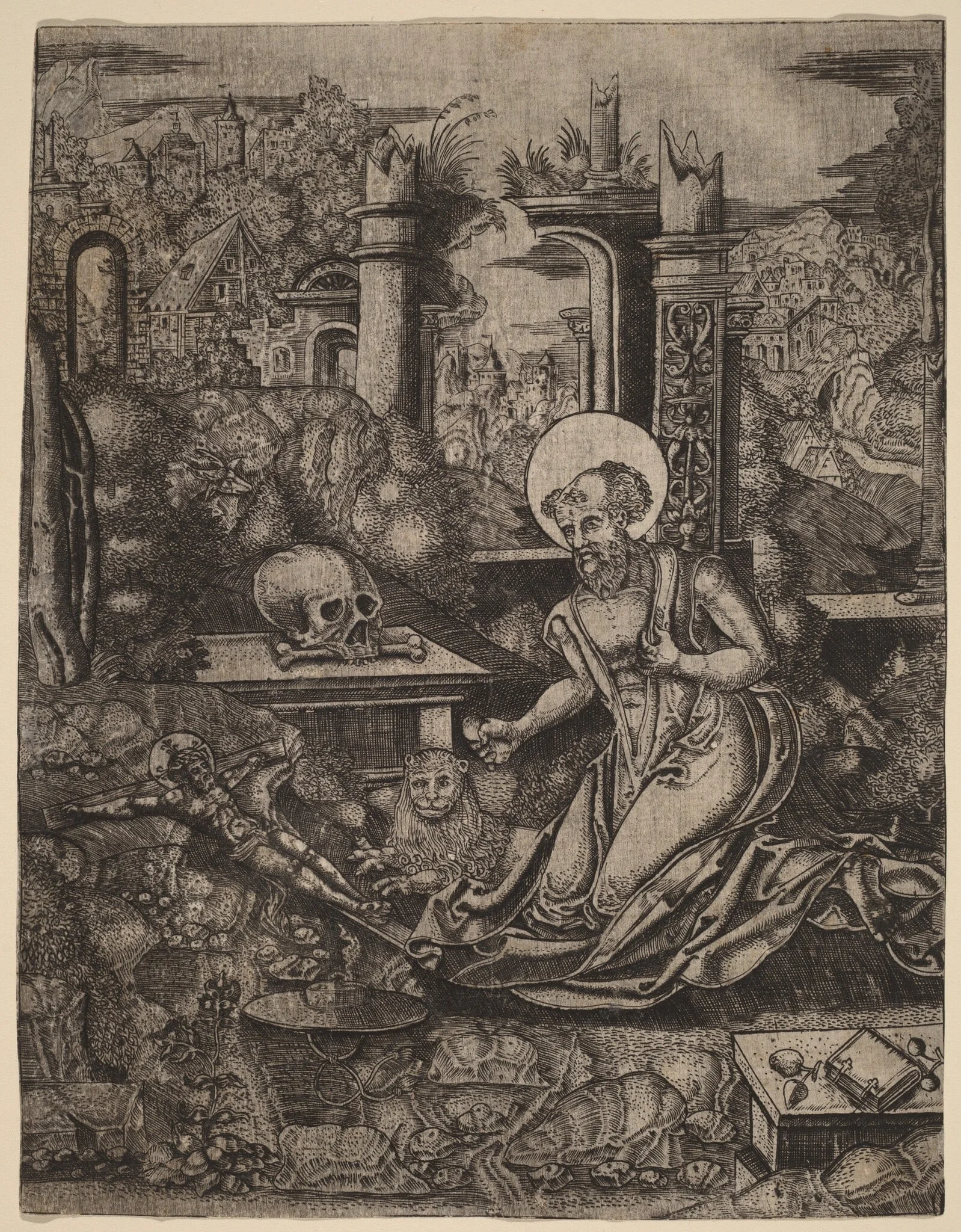 Saint Jerome, by Netherlandish 16th Century, ink, 1510