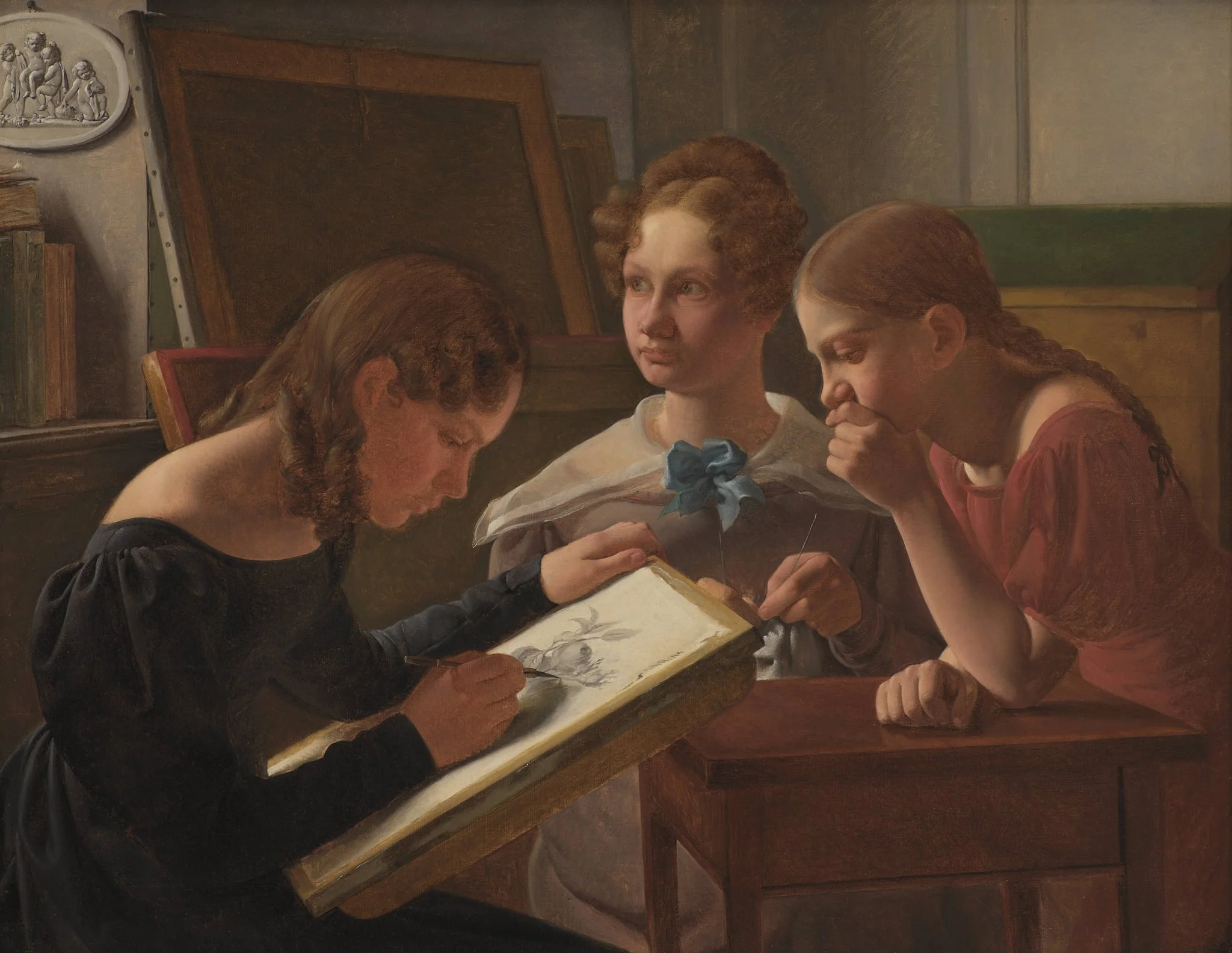 Three Young Girls. The Artist's Sisters: Alvilde, Ida and Henriette, by Unknown, 1827
