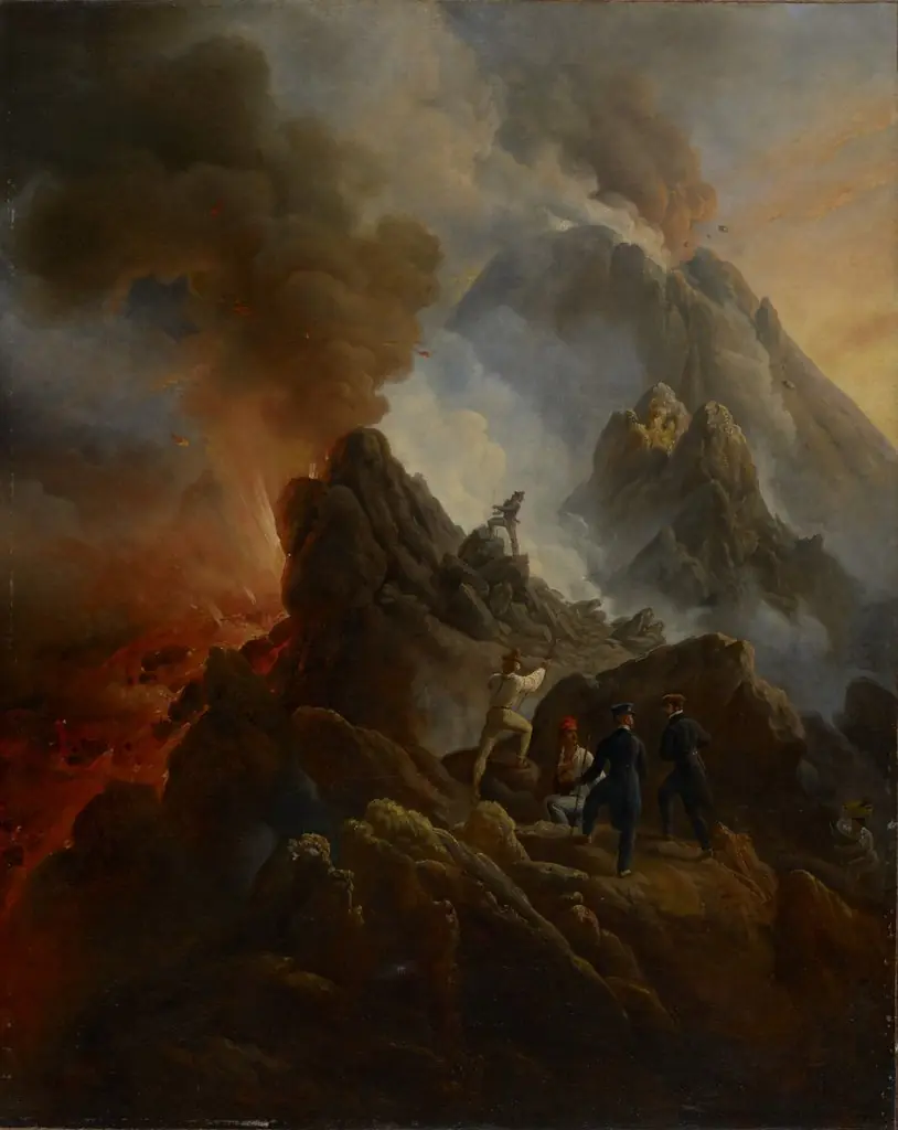 The Vesuvius Erupting, the Artist and His Father, Carle Vernet, in the Foreground