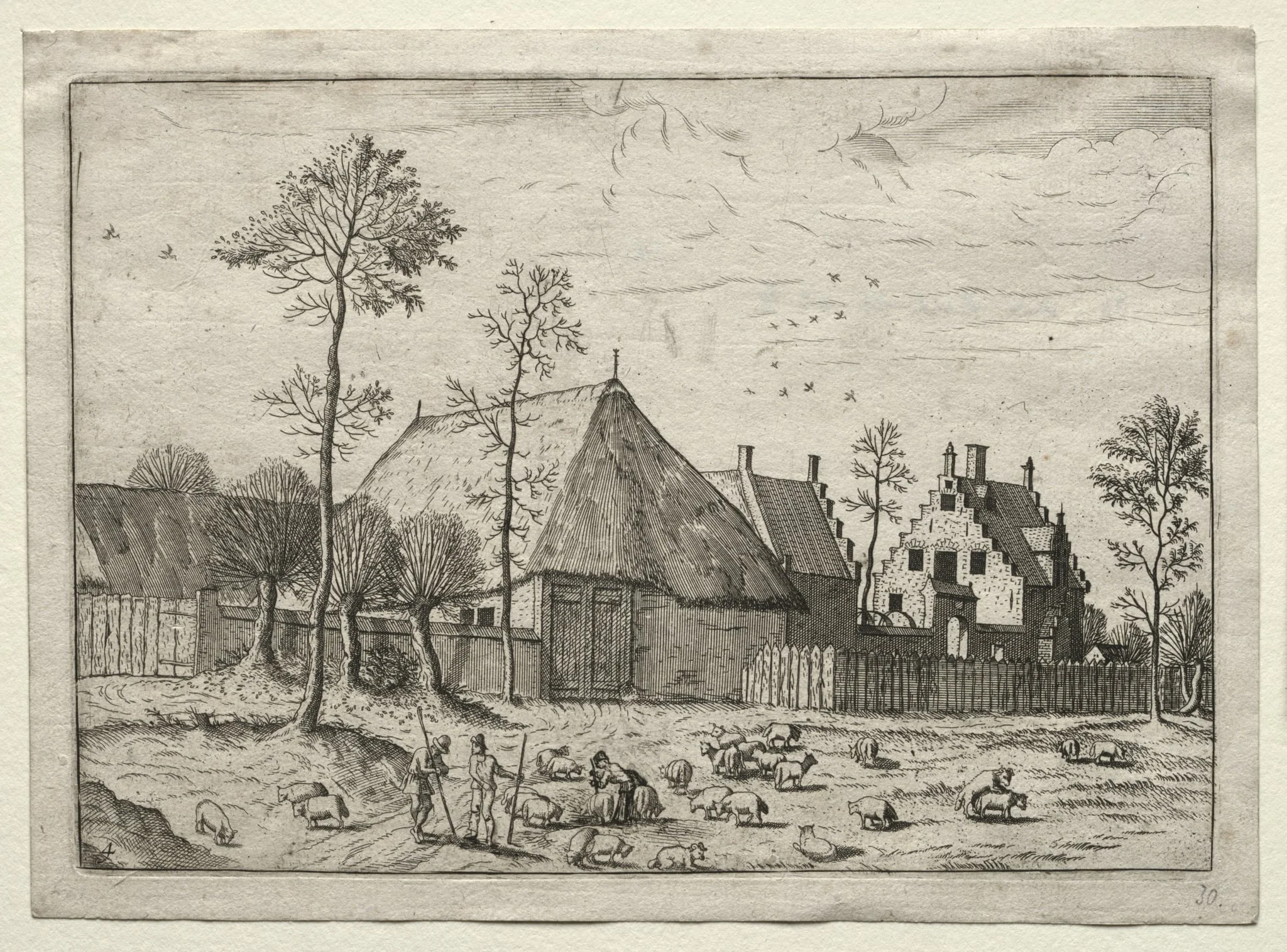 View of Villages in Brabant and Campine: Shepherds with Flock, by Master of the Small Landscapes, 1559