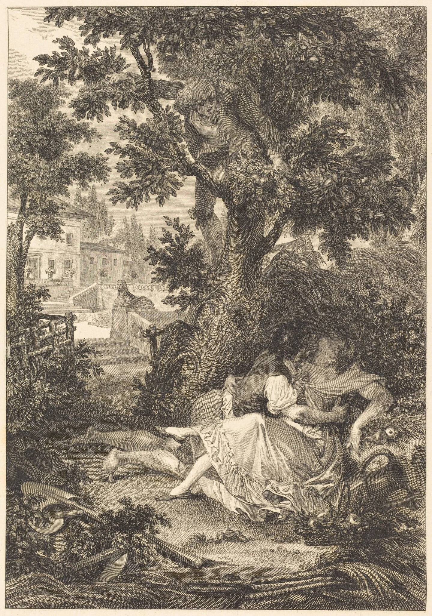 La gageure des trois commeres: Le poirier, by French 18th Century, ink, 1750