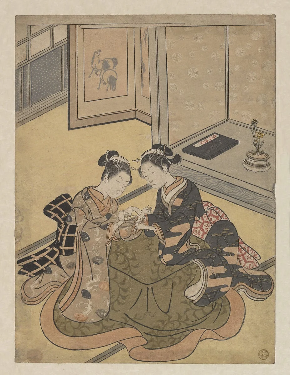 鈴木春信画　あやとり|Young Women Playing Cat’s Cradle (Ayatori)