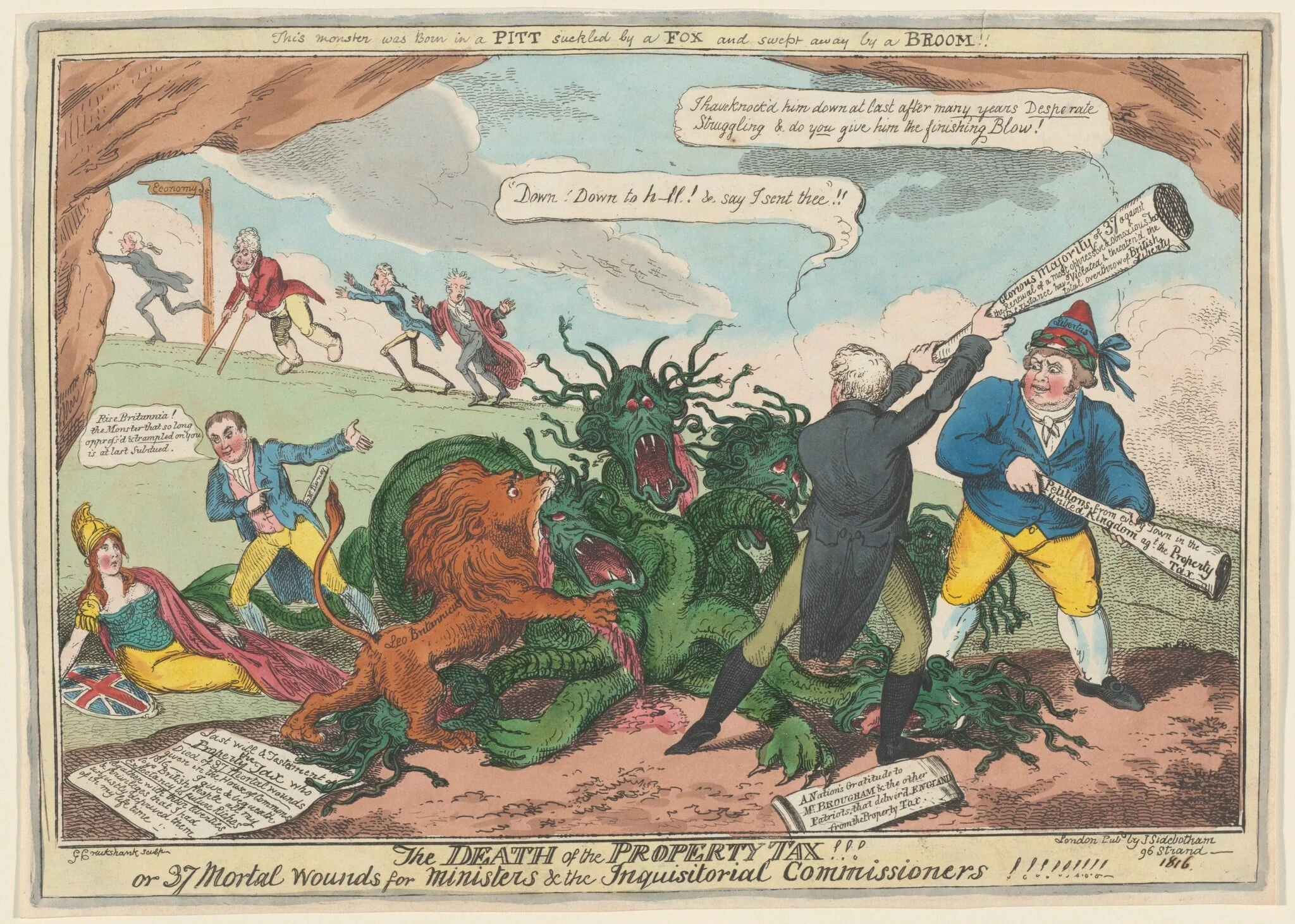 The Death of Property Tax!!!, by George Cruikshank, ink, 1816