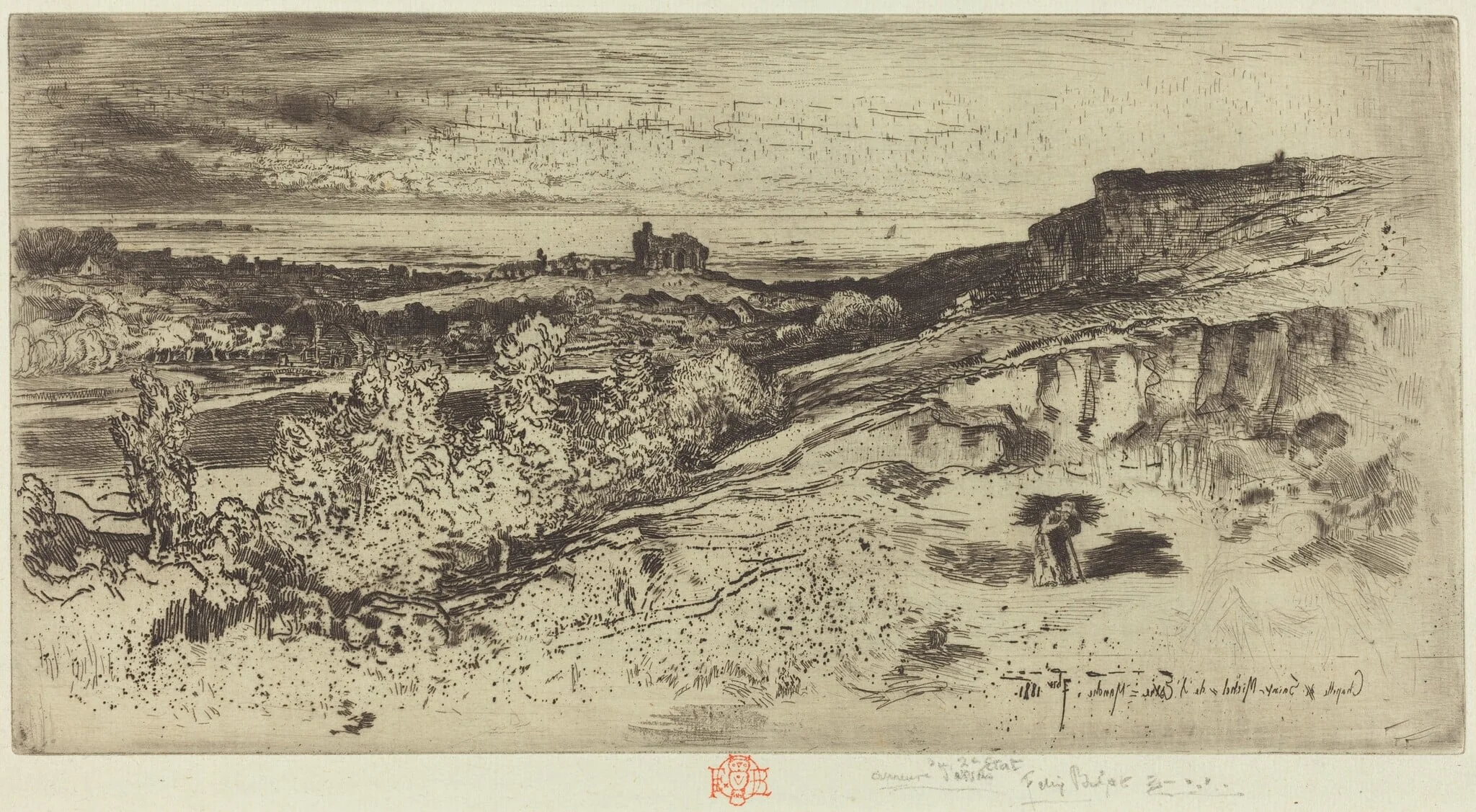 La Chapelle Saint-Michel à l'Estre (The Chapel Saint-Michel at l'Estre), by Félix-Hilaire Buhot, ink, 1881