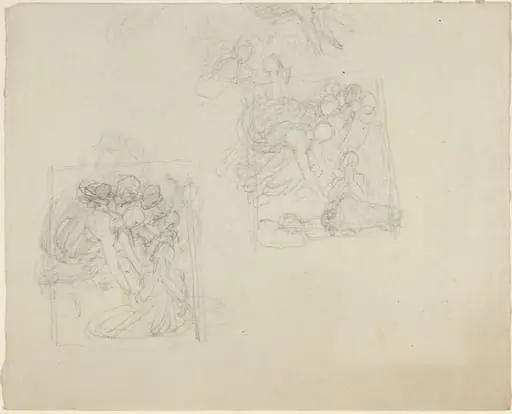 Studies for a Monument with Angels Reaching Down to a Praying Figure [recto and verso]