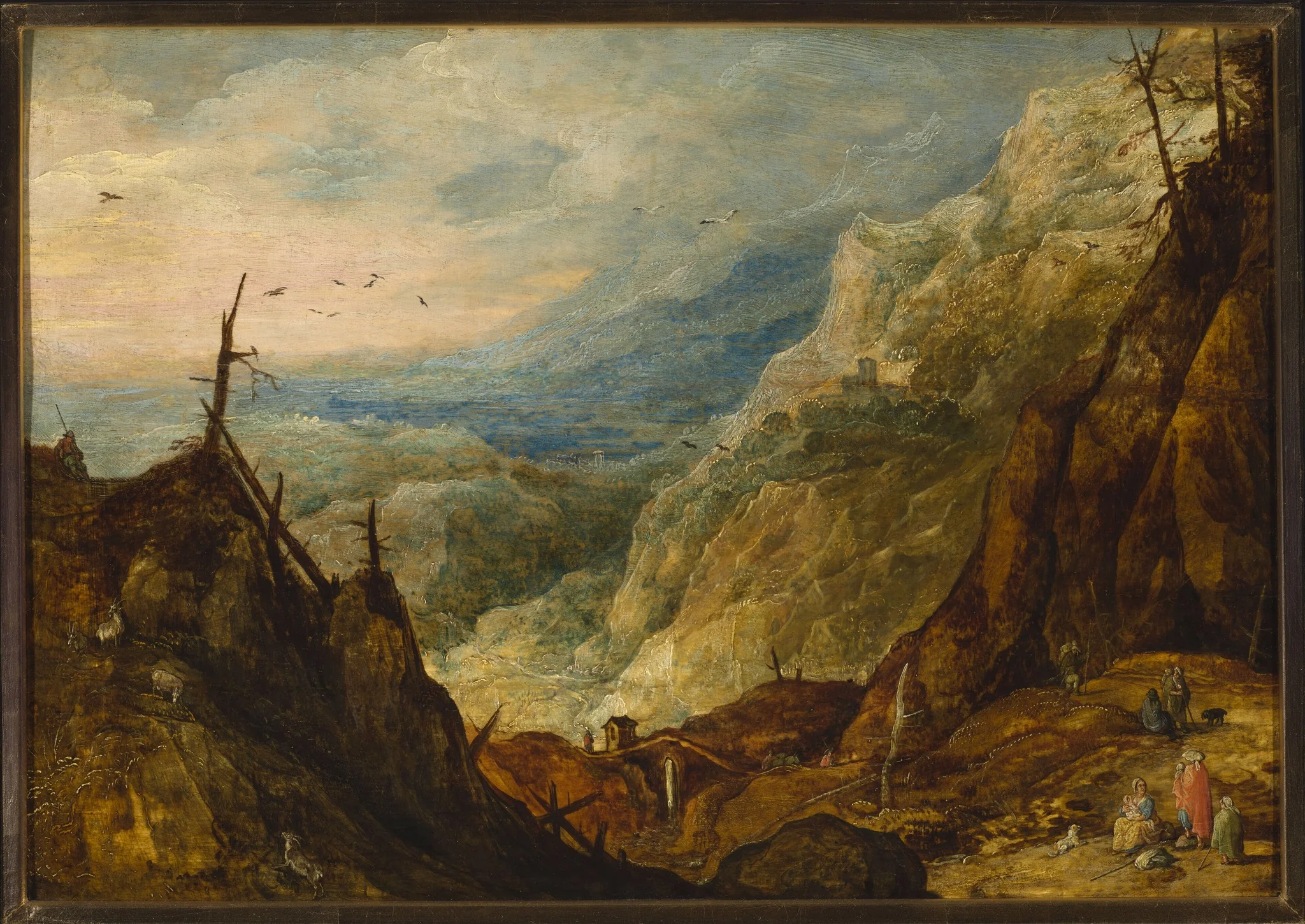 Mountain landscape with a broken tree