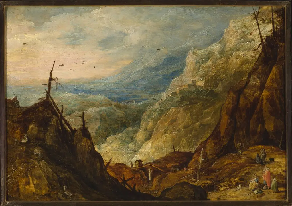 Mountain landscape with a broken tree
