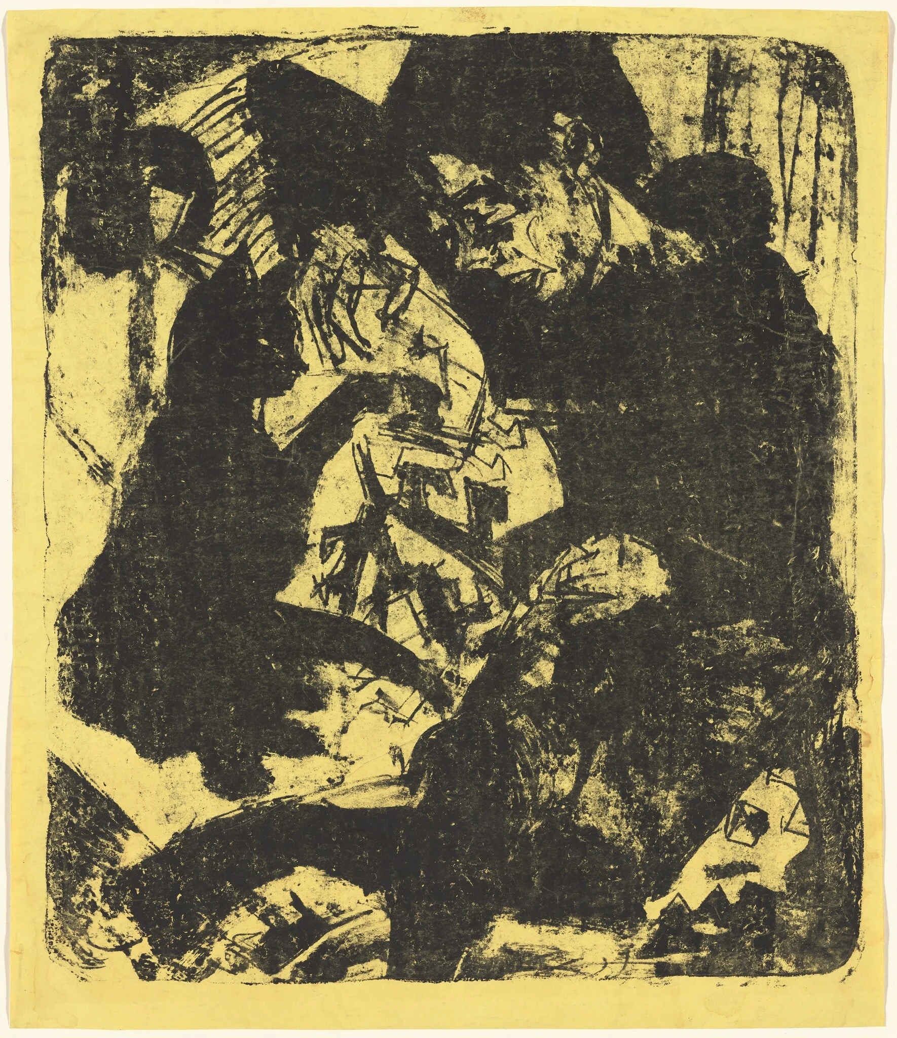 Boy with Cat (Knabe mit Katze), by Ernst Ludwig Kirchner, ink, 1919