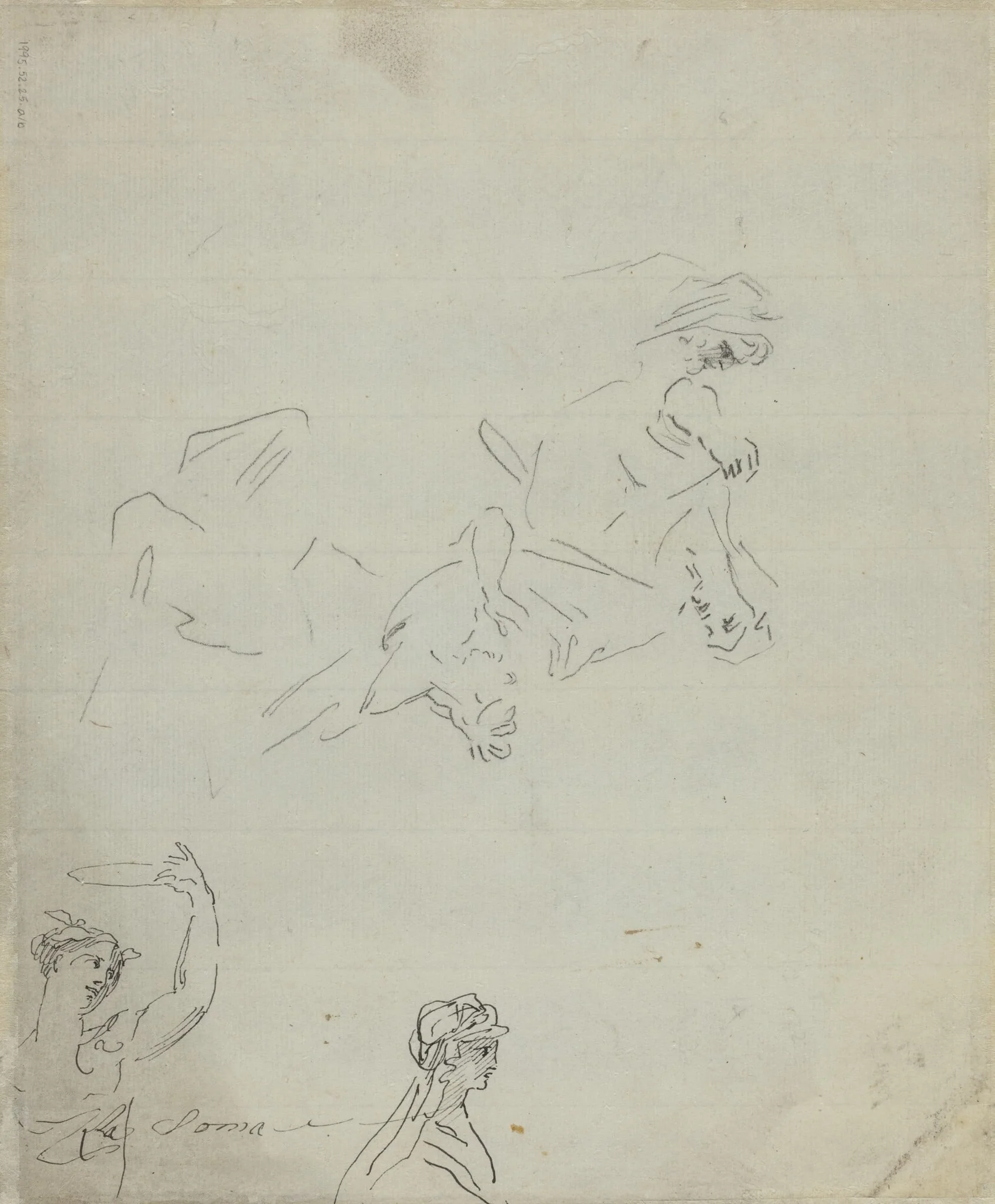 Figure Studies [verso], by Giovanni Battista Cipriani, ink, 1756