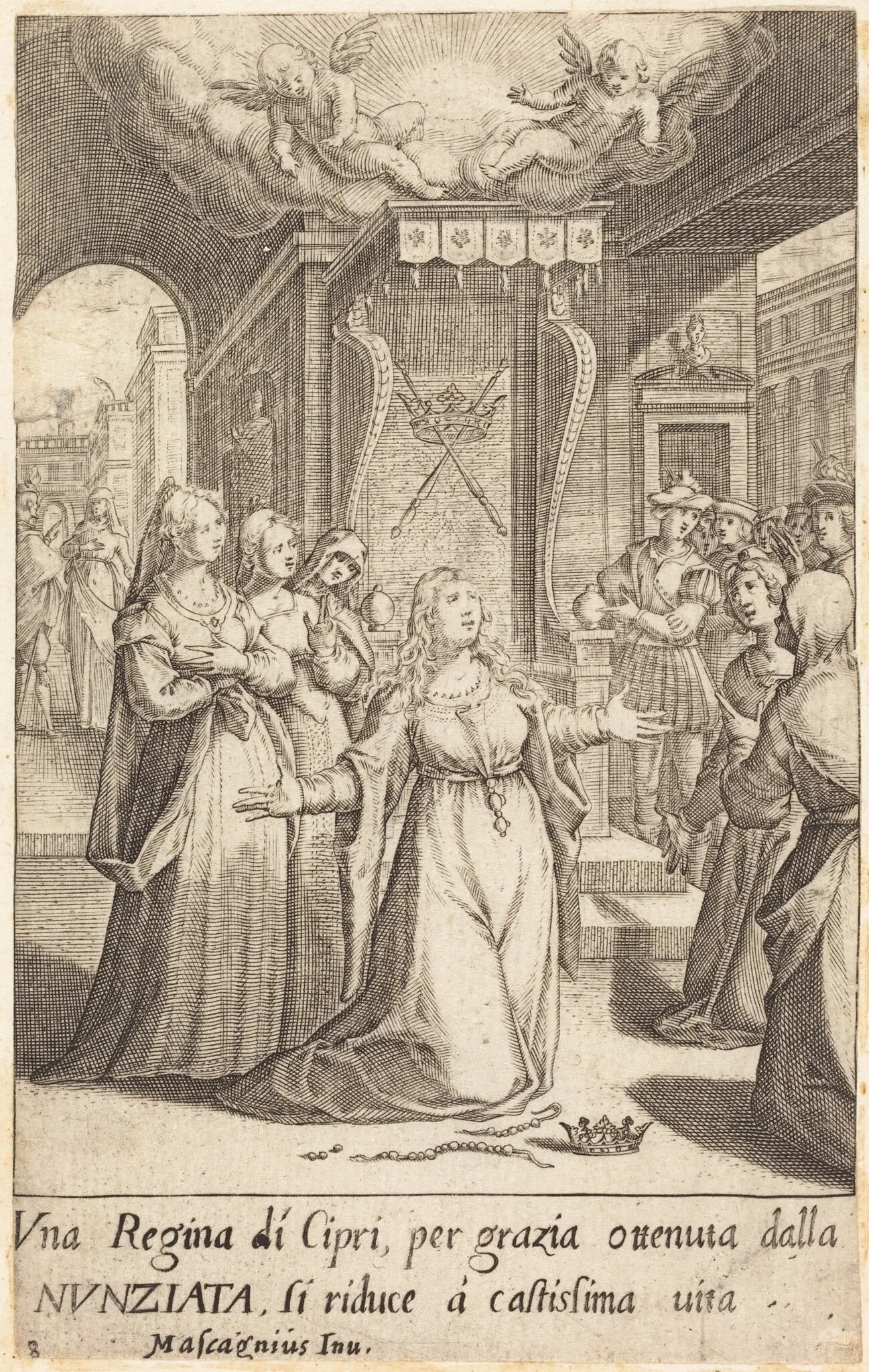 Queen of Cyprus, by Jacques Callot, ink, 1619