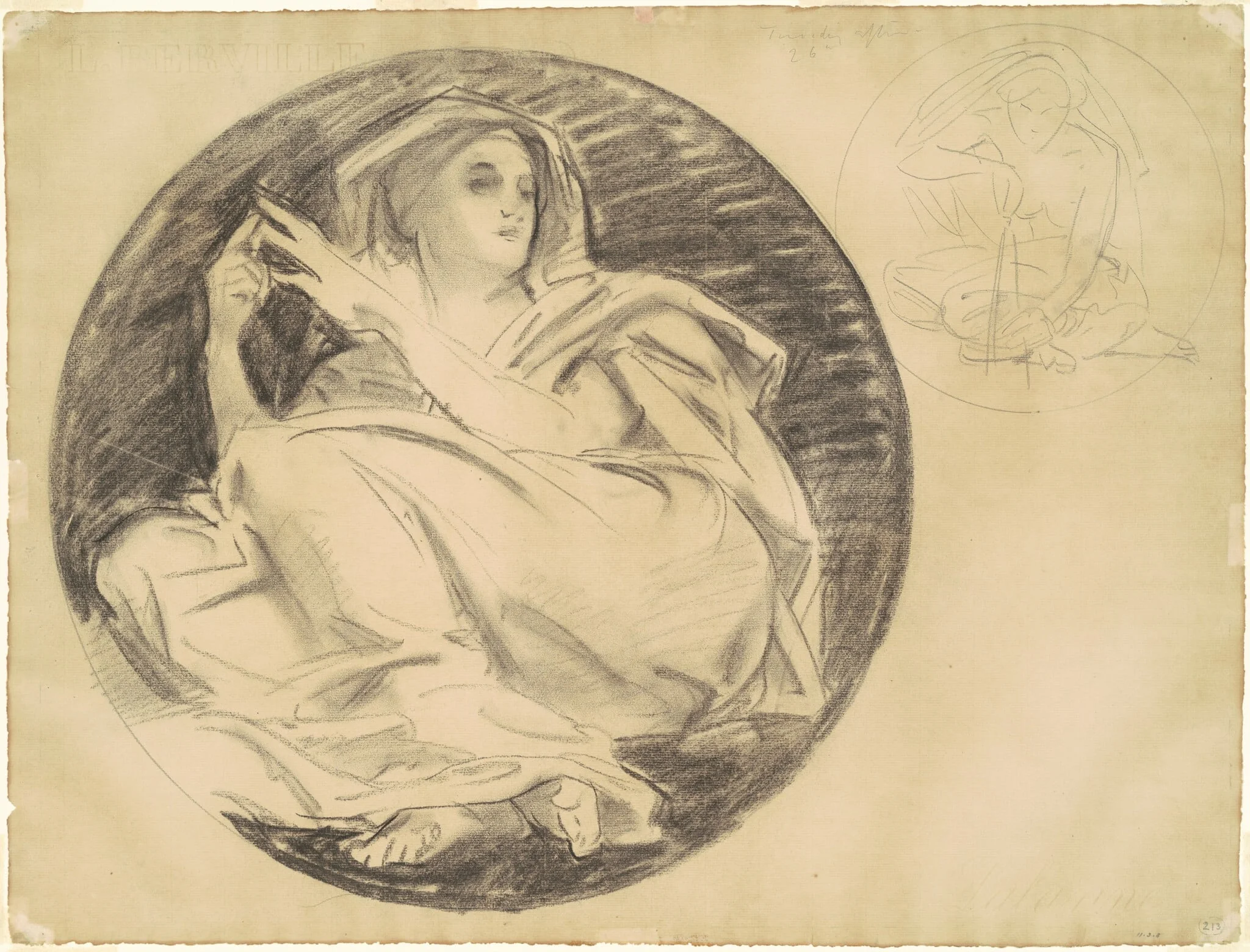 Studies for "Astronomy", by John Singer Sargent, charcoal, 1921