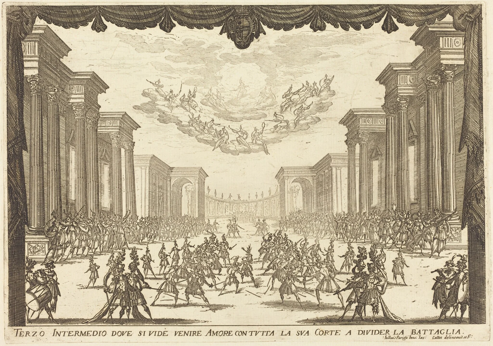 Third Intermezzo, by Jacques Callot, ink, 1617