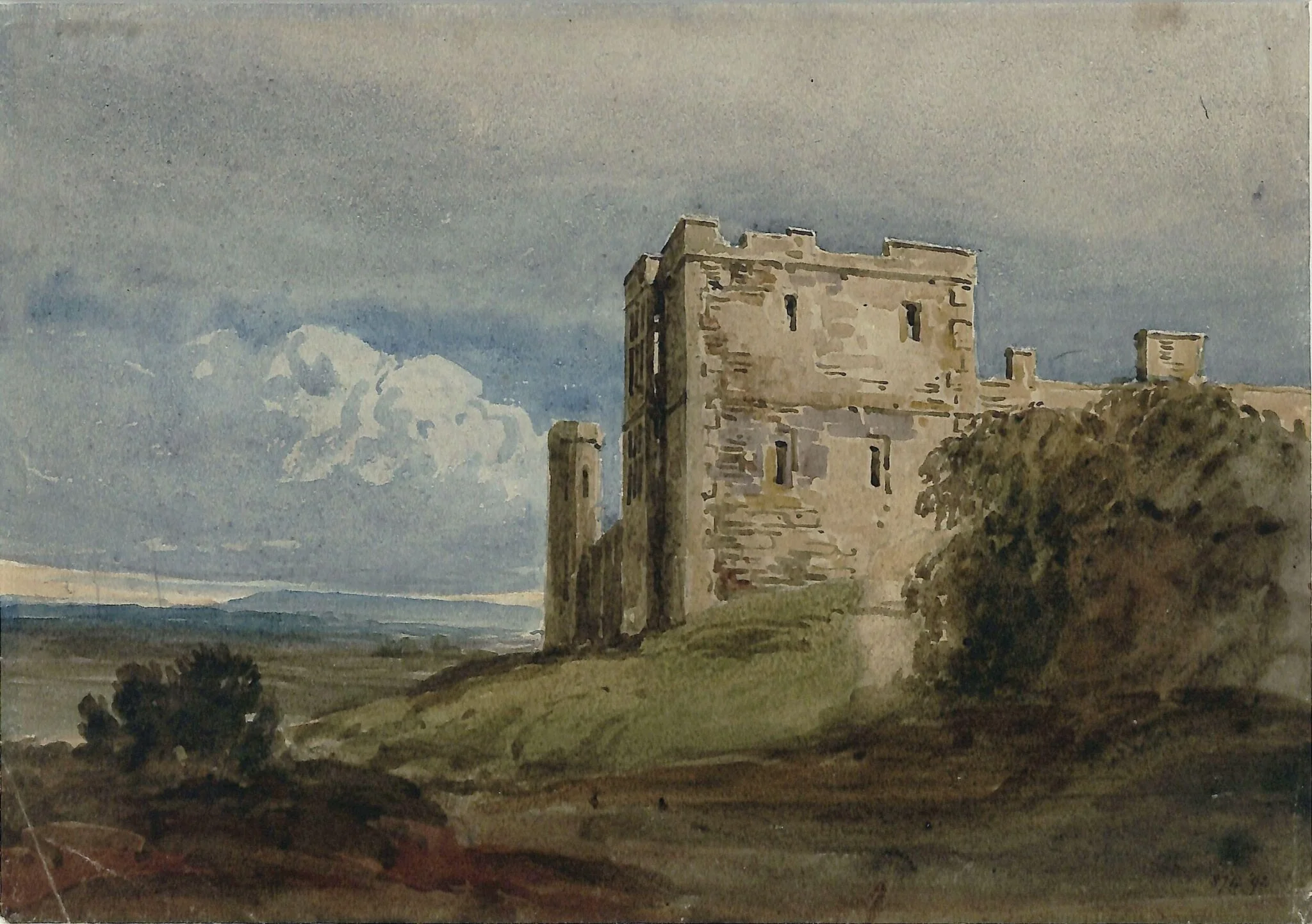 Landscape with Castle, by David Cox, watercolor, 1825