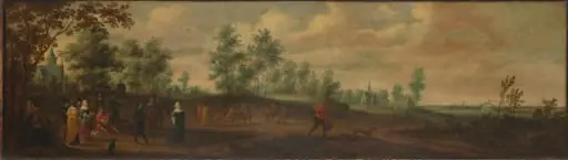 Landscape with a Couple Dancing outside a Country Mansion
