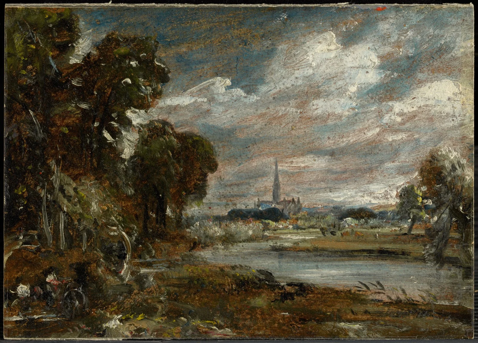 Salisbury Cathedral from the River Nadder, by John Constable, unspecified, 1829