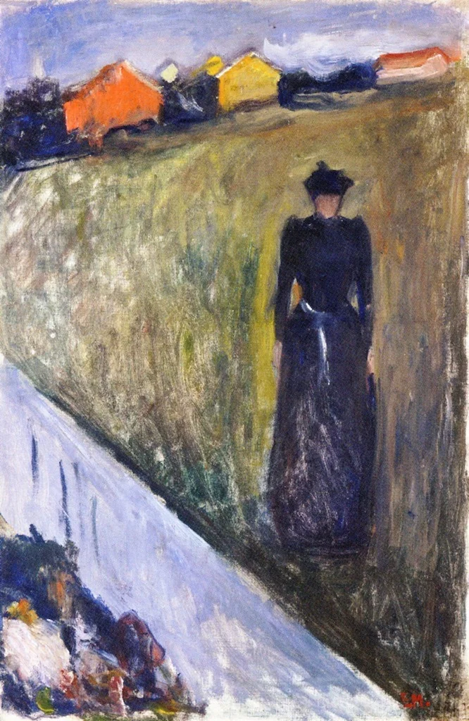 Woman in Evening Landscape, by Edvard Munch, oil, 1896