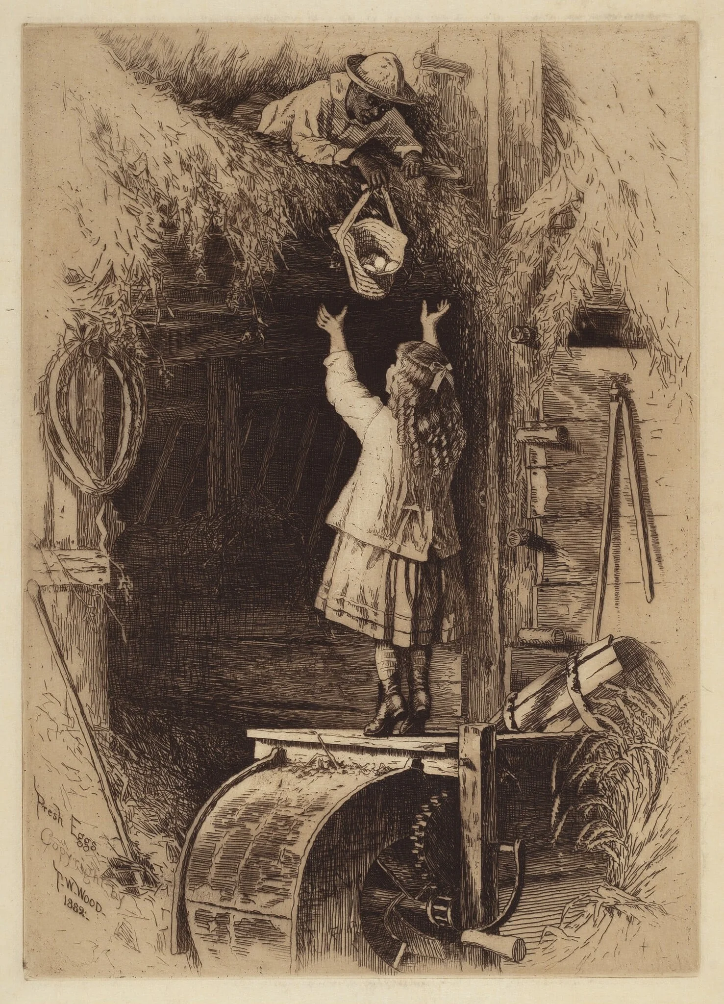 Fresh Eggs, by Thomas Waterman Wood, ink, 1882