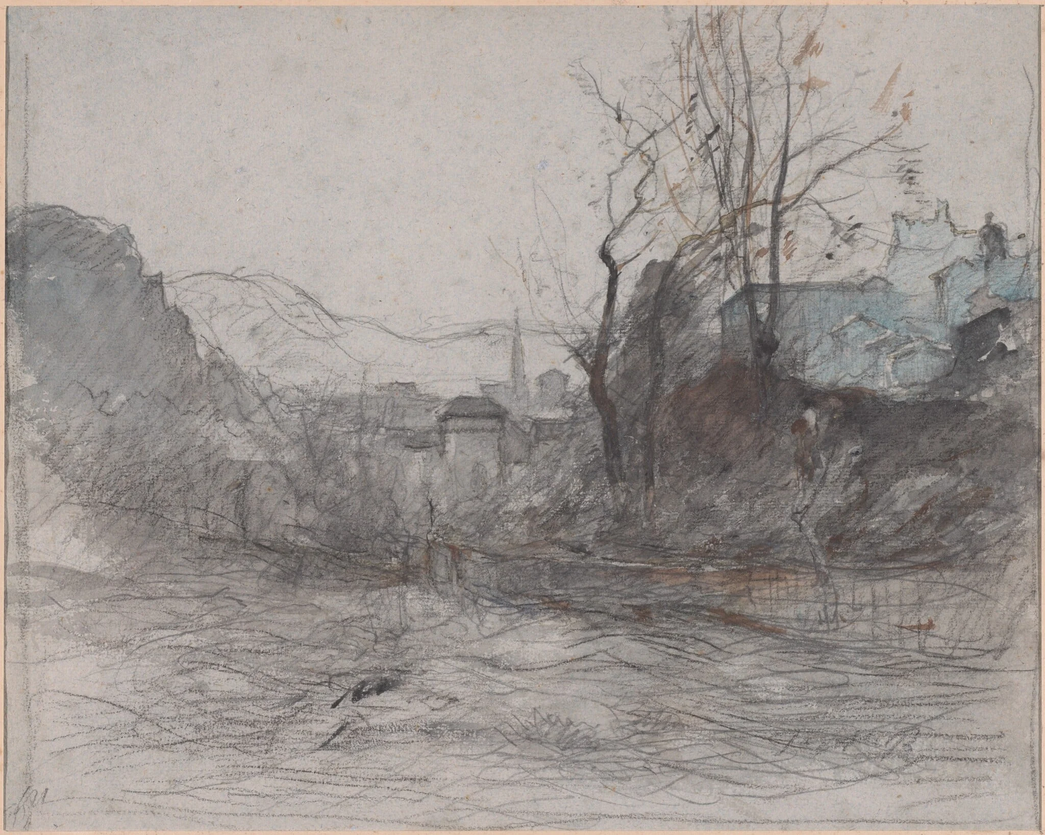 Approaching Morestal, by François-Auguste Ravier, chalk, 1845