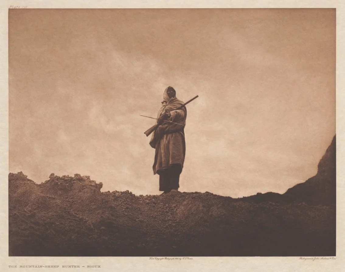Portfolio III, Plate 110: The Mountain-Sheep Hunter, by Edward S. Curtis, 1904