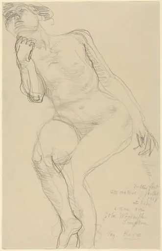 Seated Female Nude Leaning to the Left