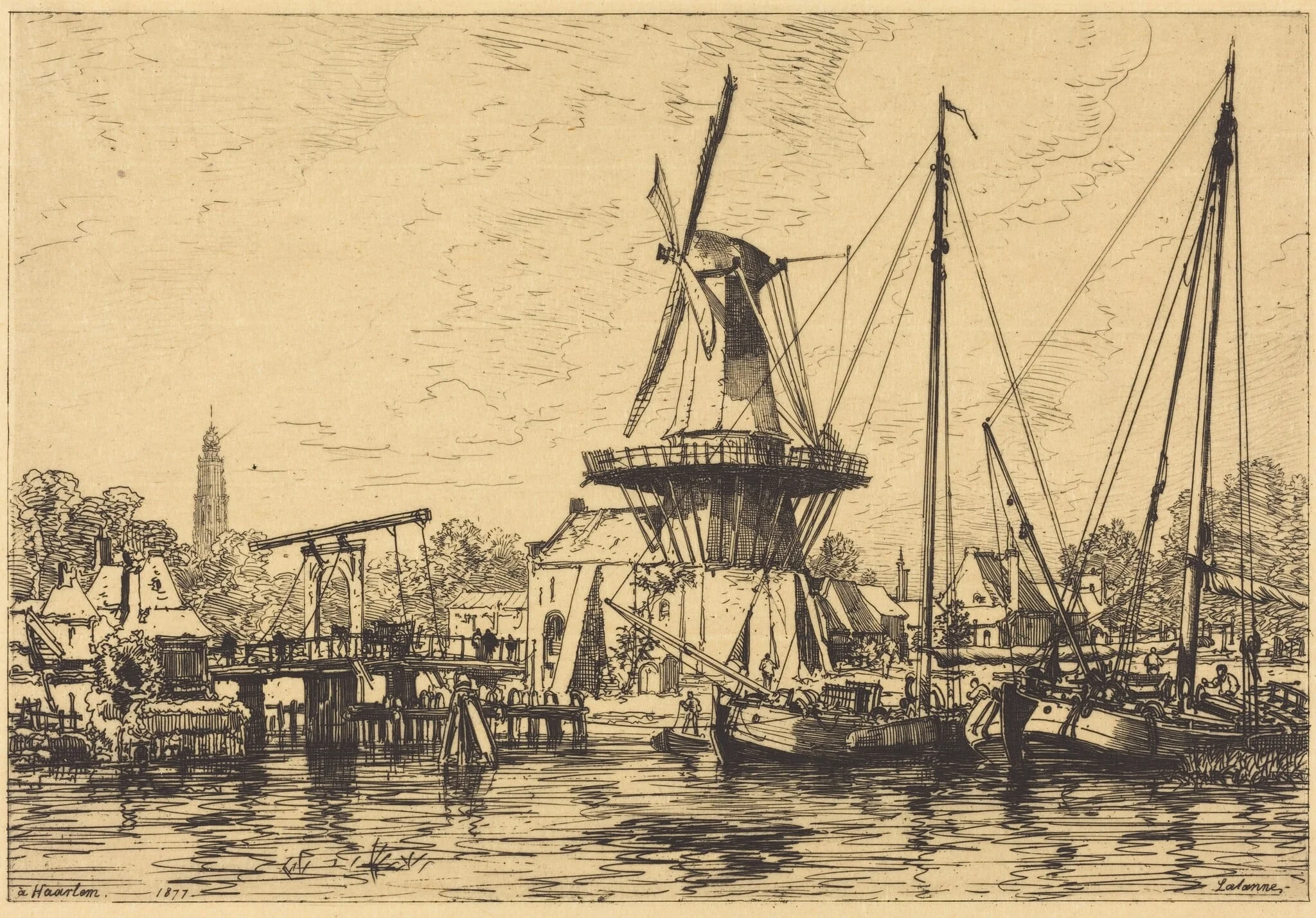 A Haarlem, by Maxime Lalanne, ink, 1877