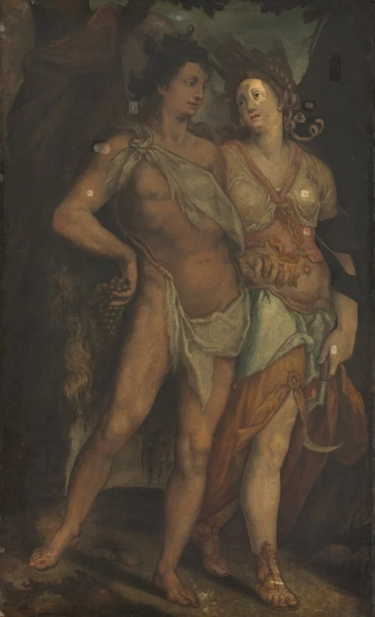 Ceres and Bacchus, by Bartholomeus Spranger, unspecified, 1604