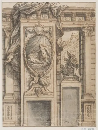 Design for wall decoration, possibly at Chatsworth, Derbyshire