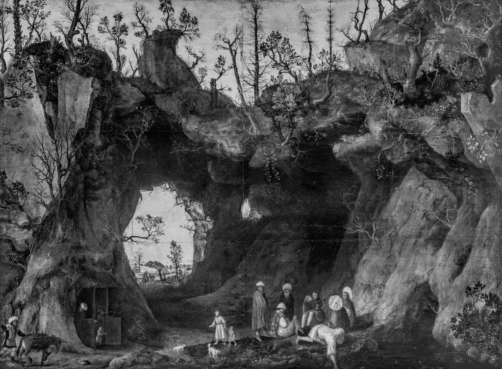 Rock landscape with the flight to Egypt