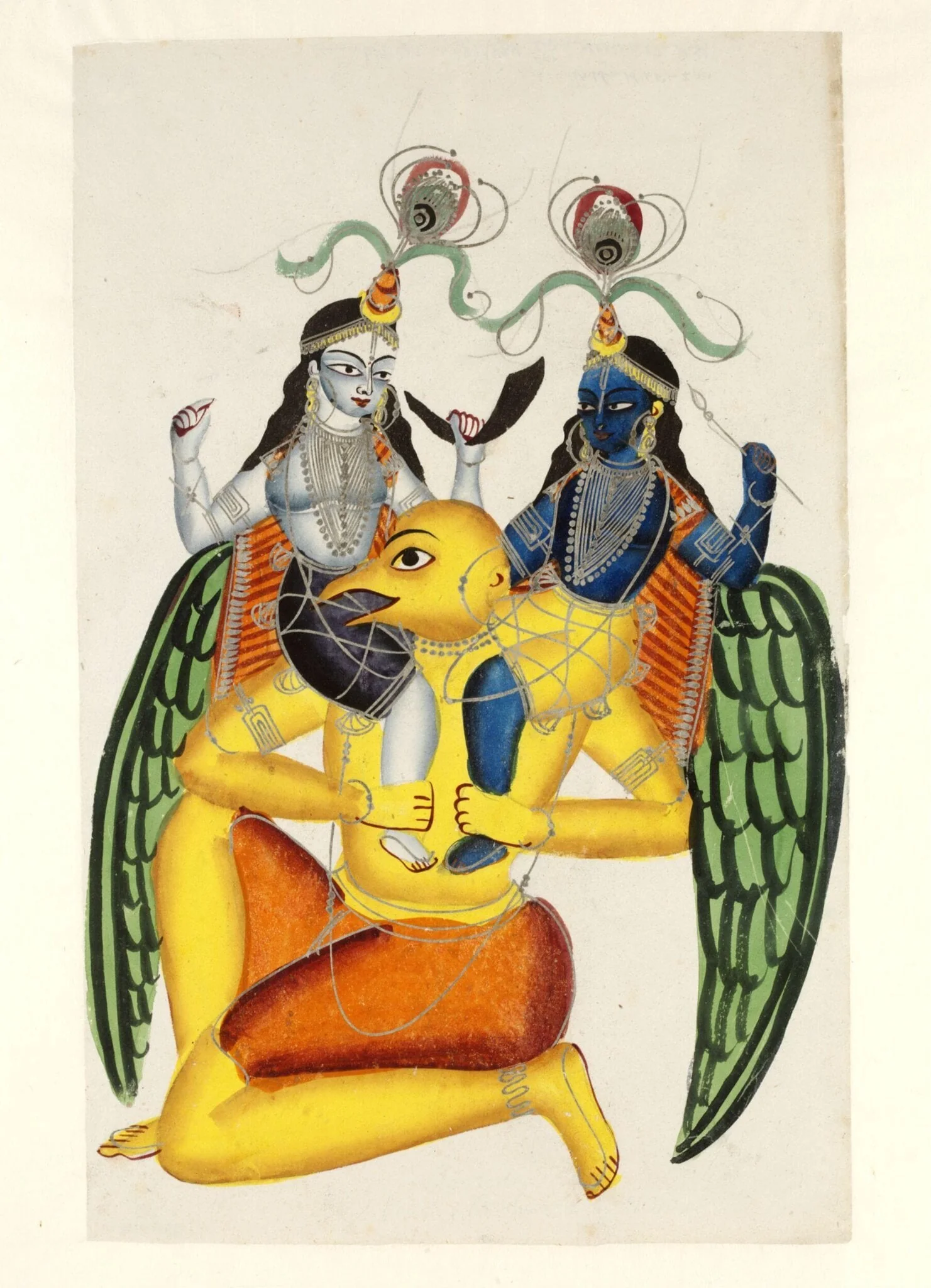 Garuda carrying Balarama and Krishna, by Unknown, paint, 1865