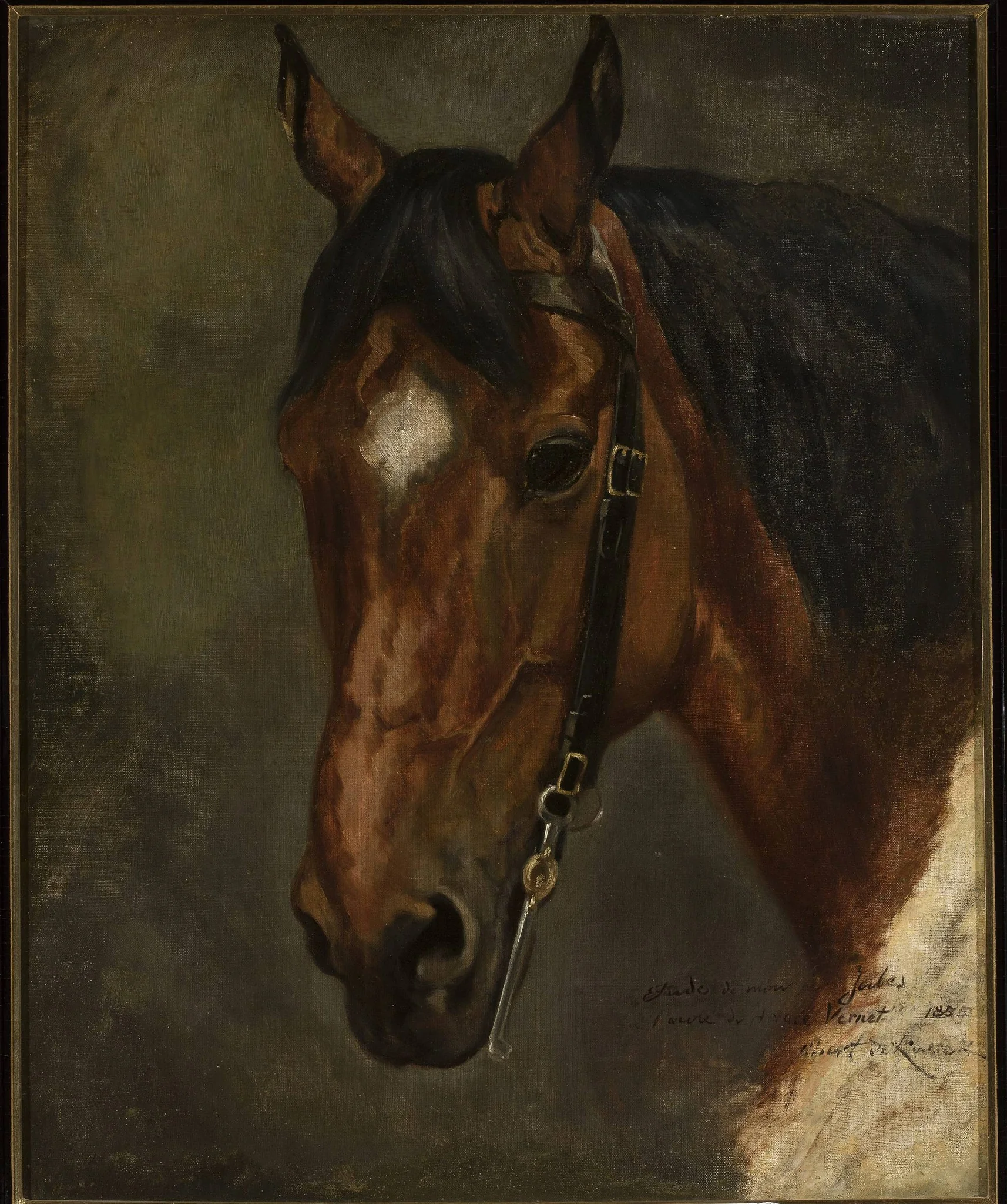 Horse's head, by Juliusz Kossak, oil, 1855