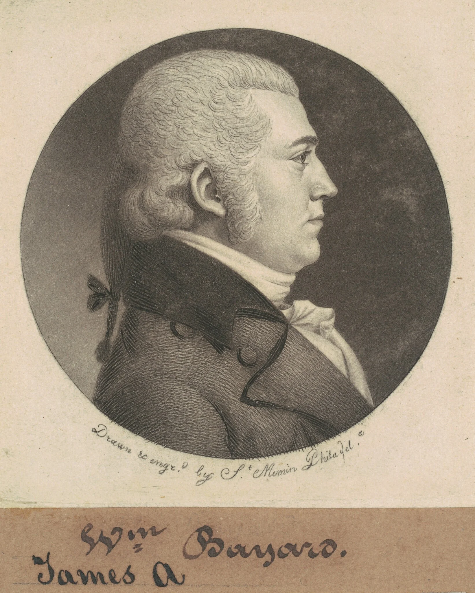 James Asheton Bayard, by Charles Balthazar Julien Févret de Saint-Mémin, ink, 1801