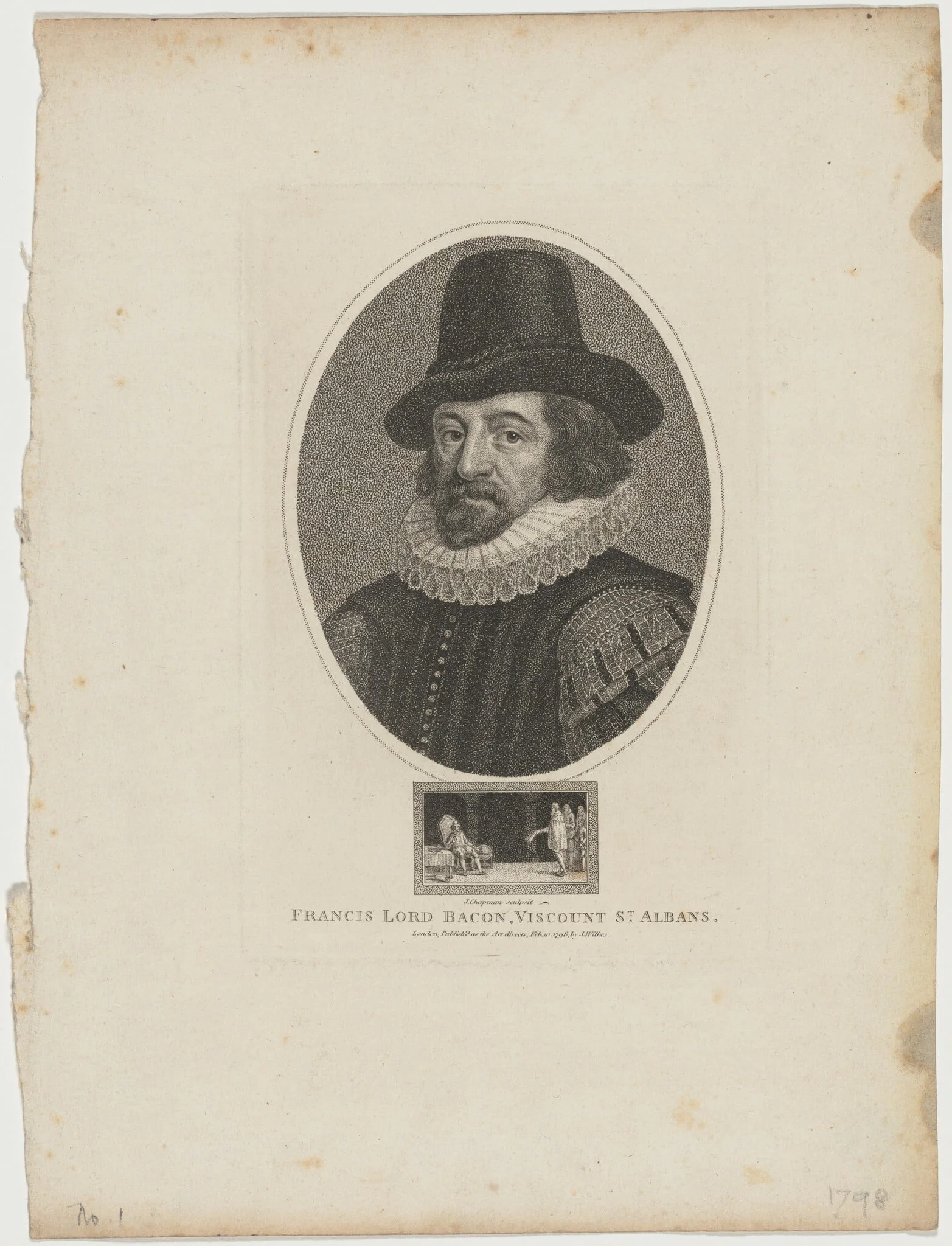 Francis Lord Bacon, by John Chapman, ink, 1798