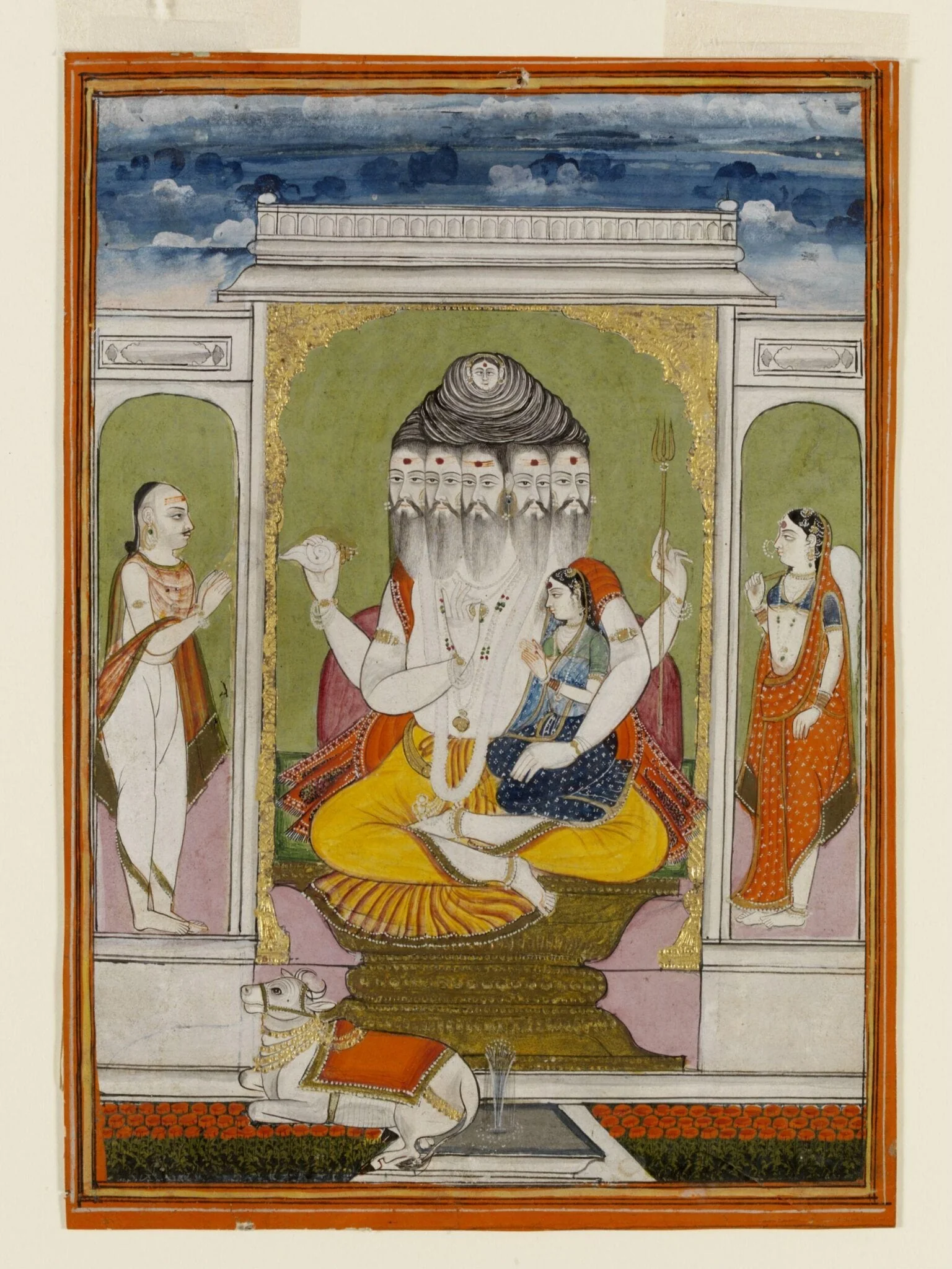 Shiva, Parvati and Nandi, by Unknown, paint, 1820