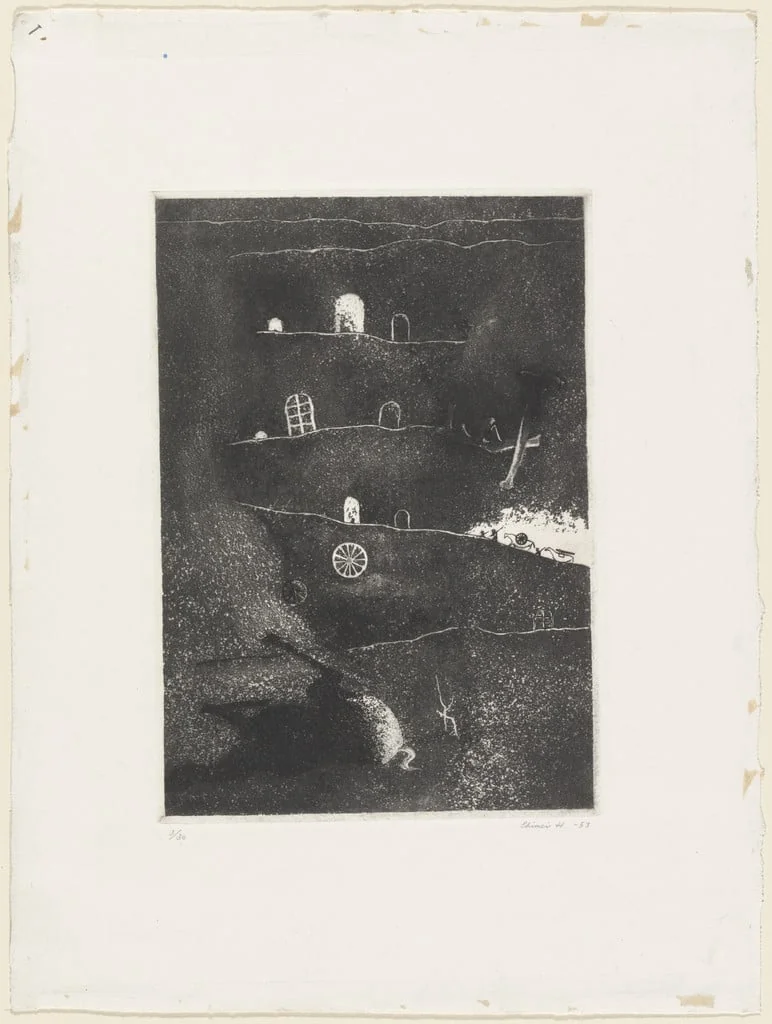 Untitled, by Chimei Hamada, ink, 1953