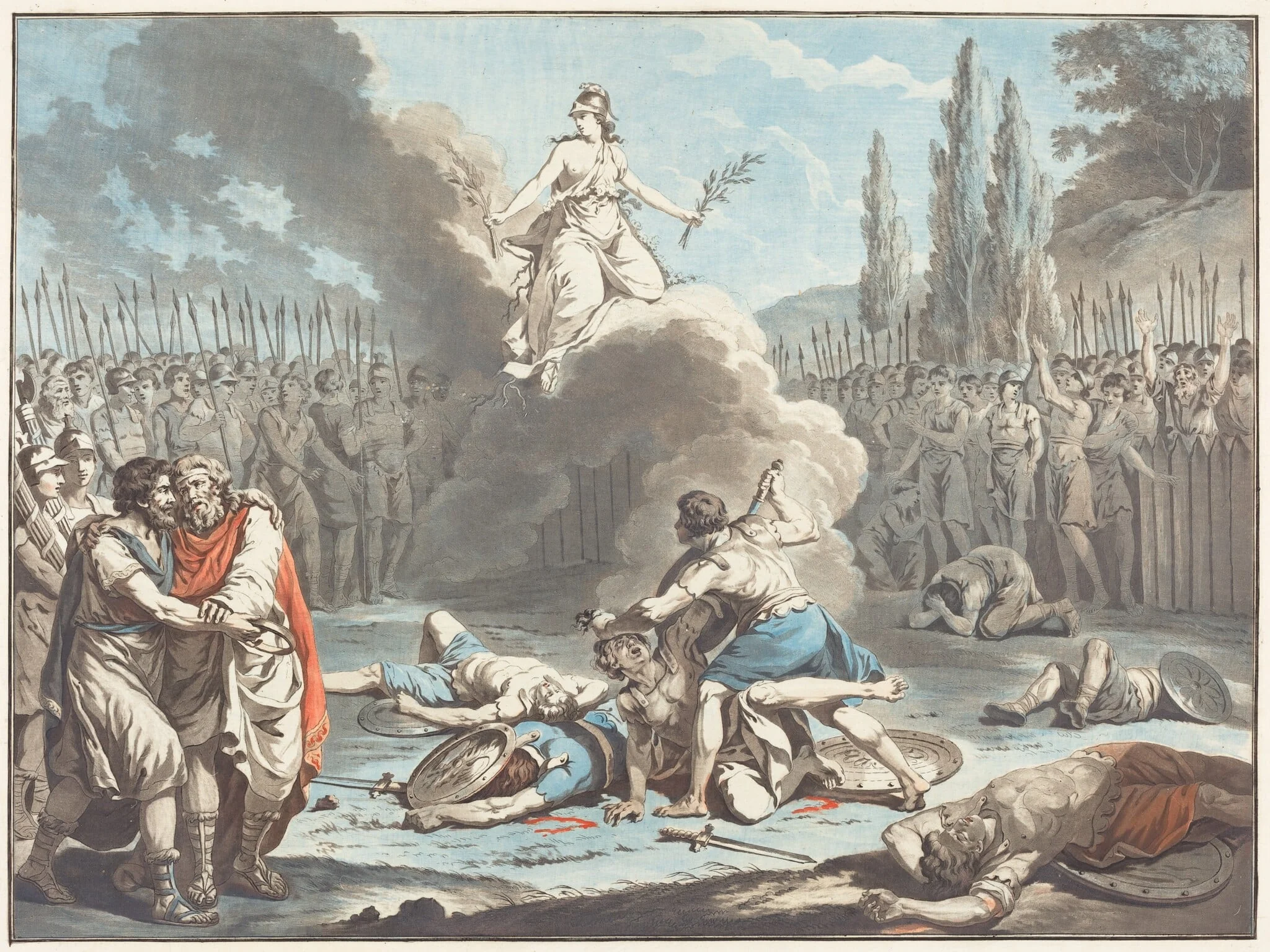 The Combat of the Horatii and the Curatii, by Jean-François Janinet, ink, 1783