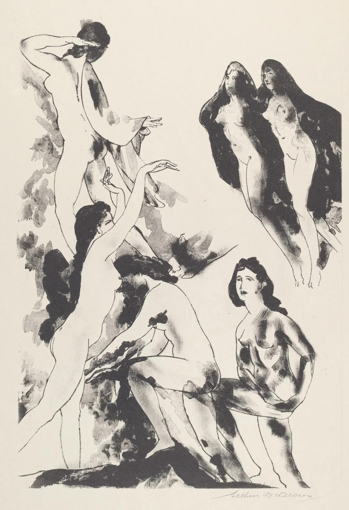 Free of Clouds, by Arthur Bowen Davies, ink, 1920