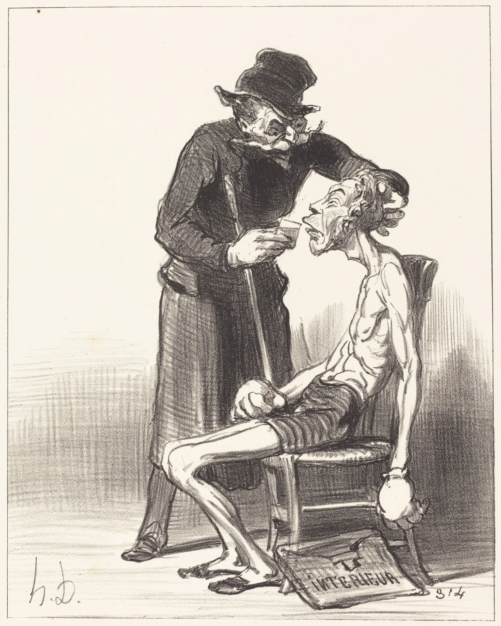 Un Lutteur malheureux, by Honoré Daumier, ink, 1851