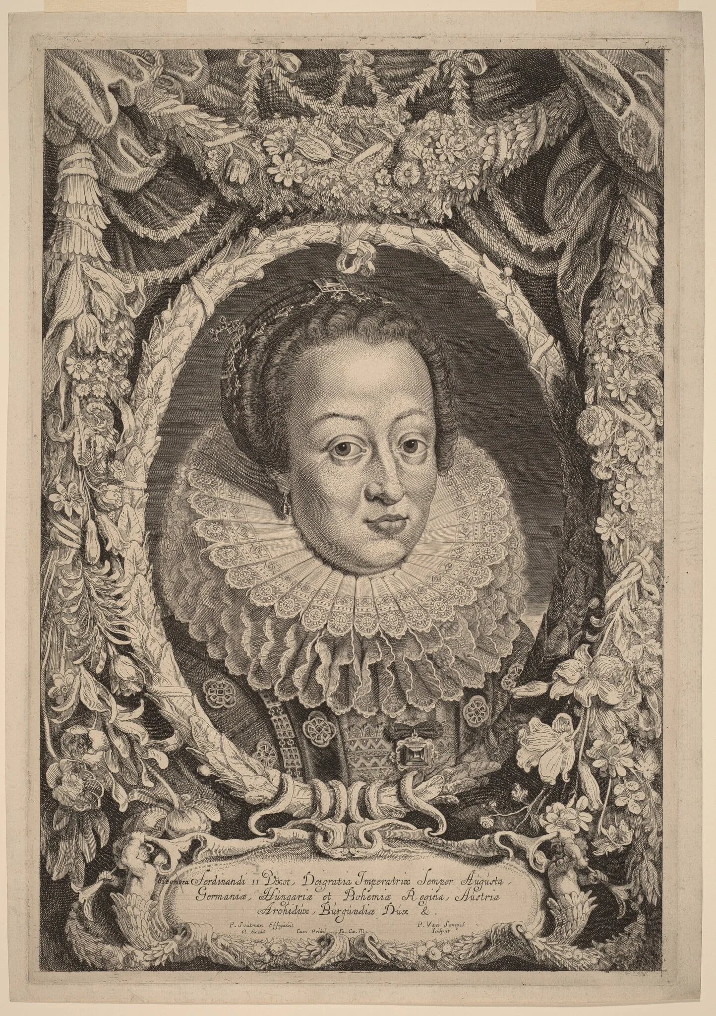 Eleanora, Wife of Ferdinand II, by Pieter van Sompel, ink, 1644