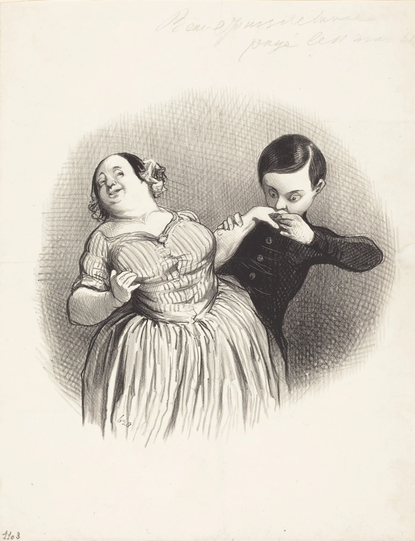 Un Début galant, by Honoré Daumier, ink, 1844