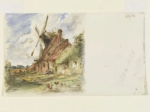 A windmill and cottages
