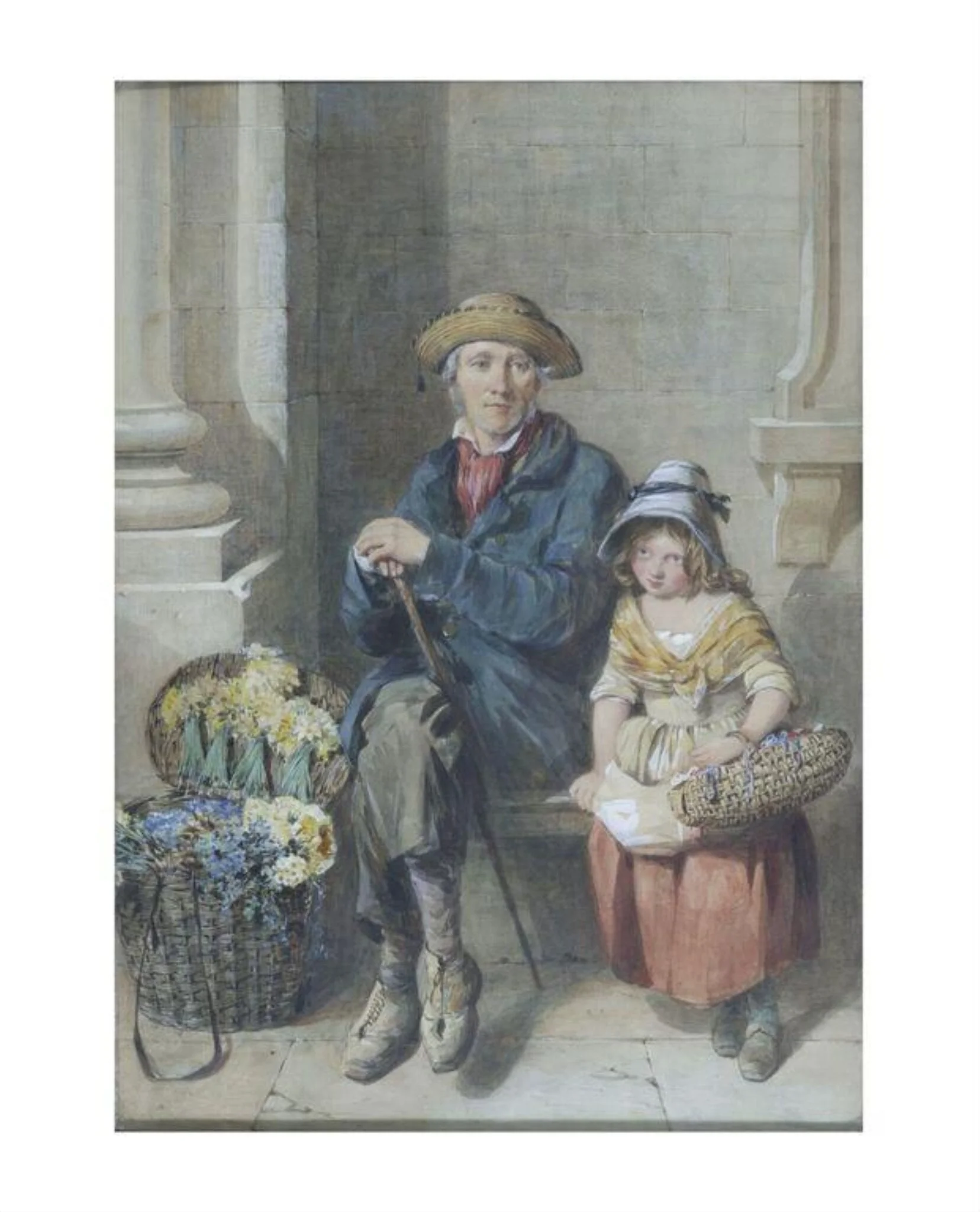 Primrose Gatherers, by Oakley, watercolor, 1850