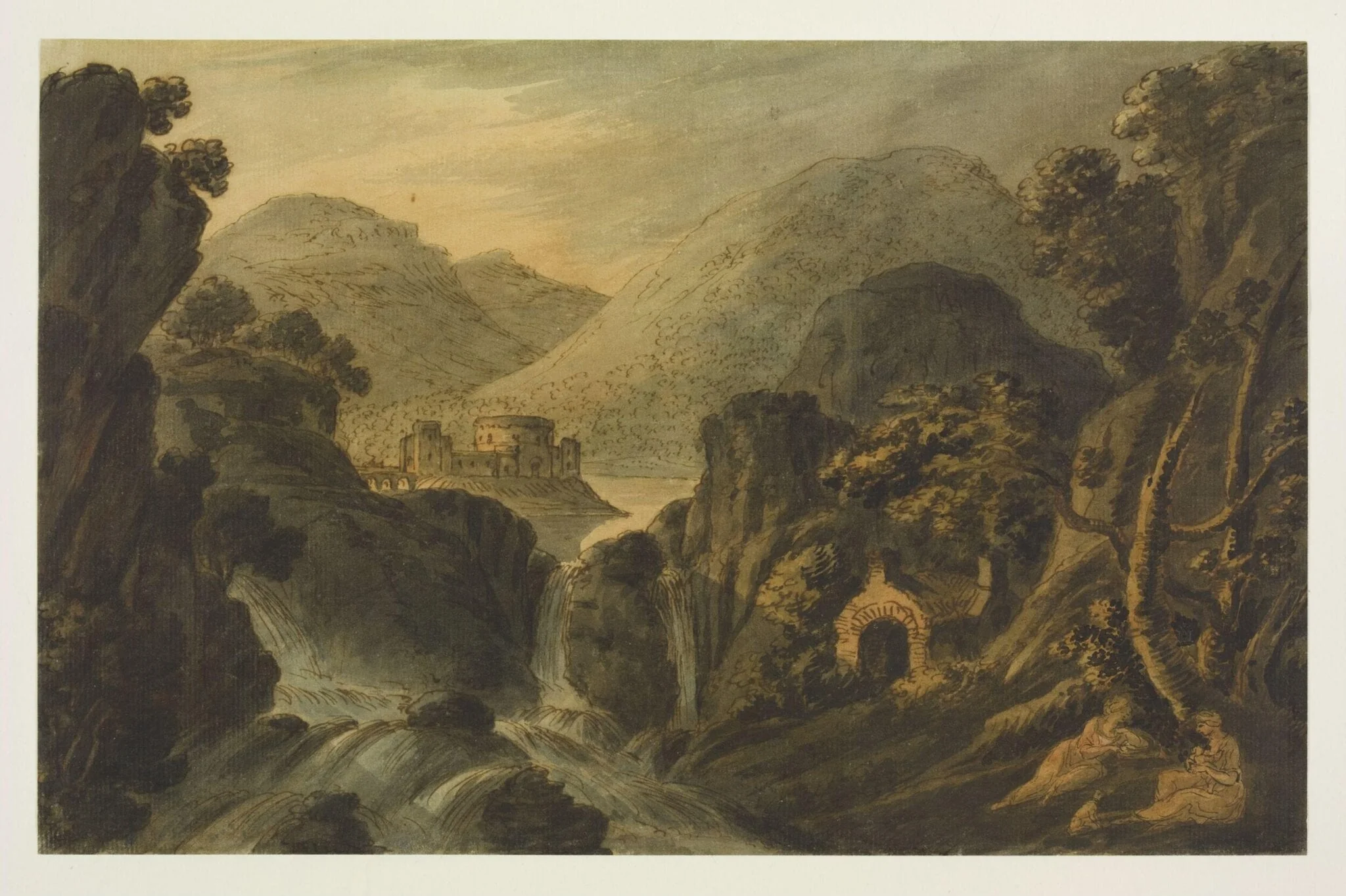 Classical landscape with cascade
