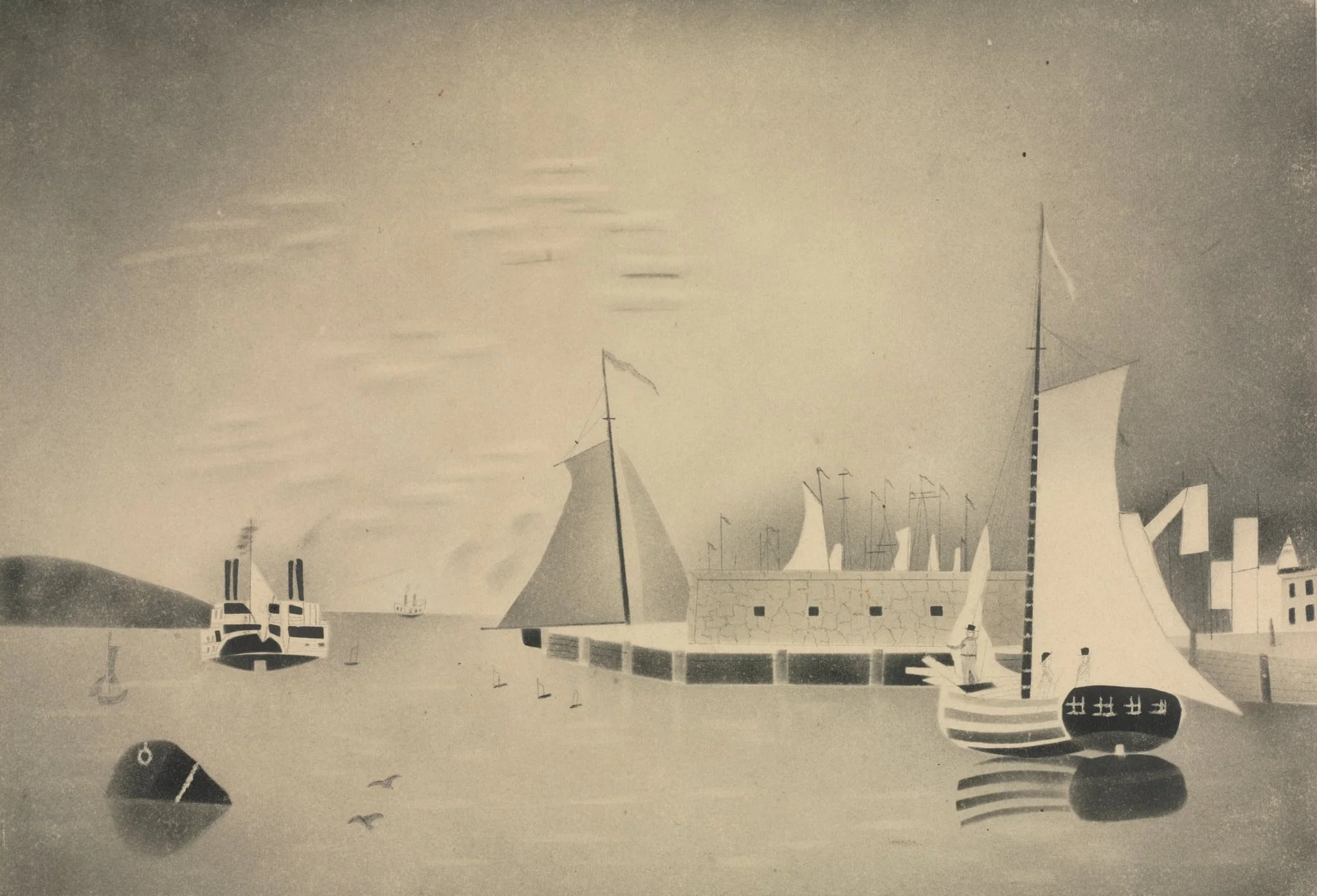 Harbor Scene, by Mary Altha Nims, 1860