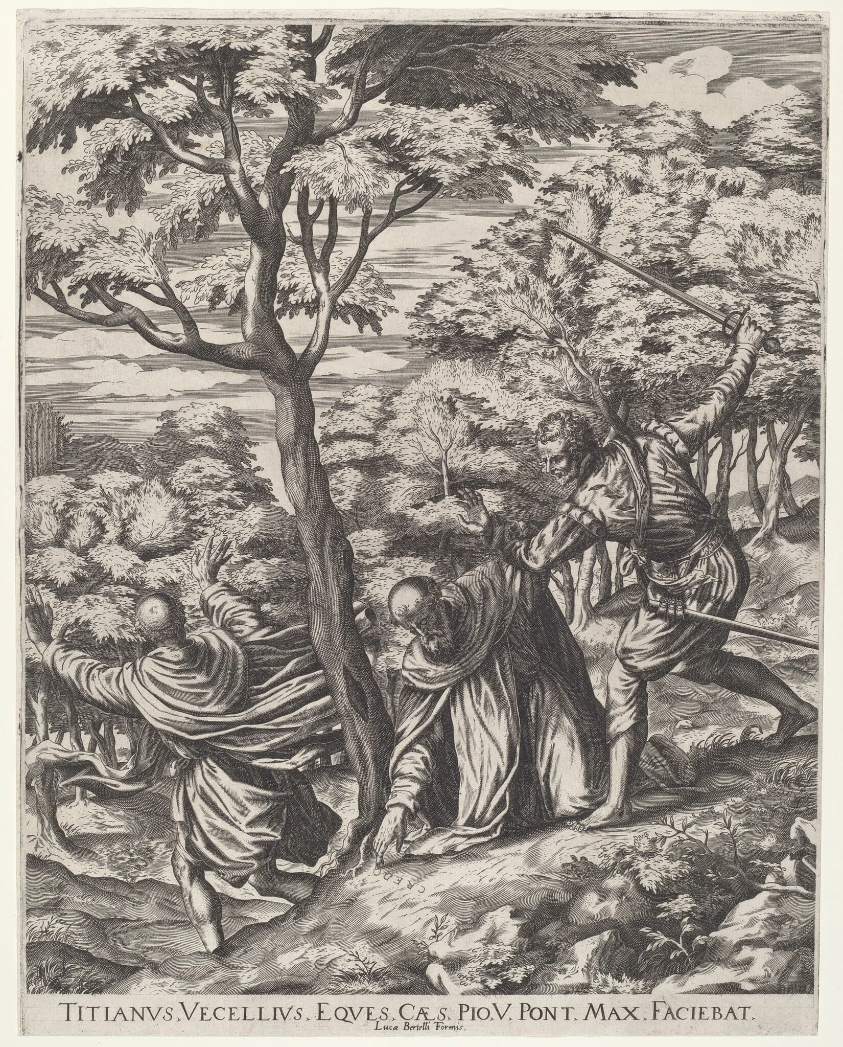 The Assassination of Saint Peter Martyr, by Cornelis Cort, ink, 1567