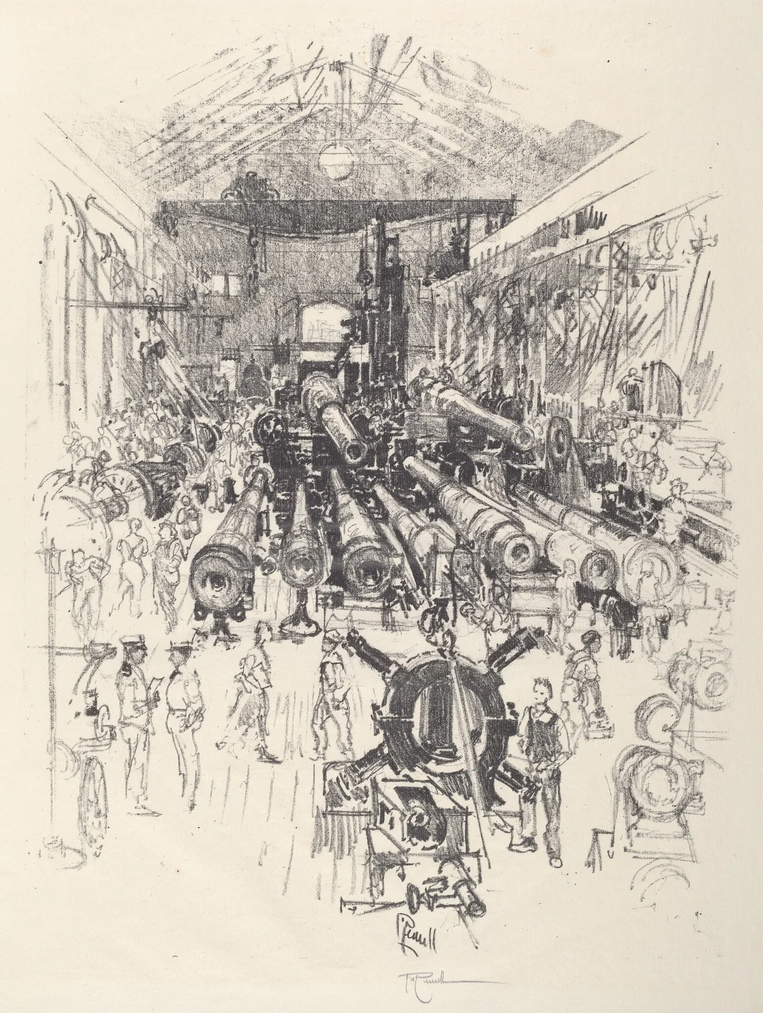 The Gun Factory, by Joseph Pennell, ink, 1917