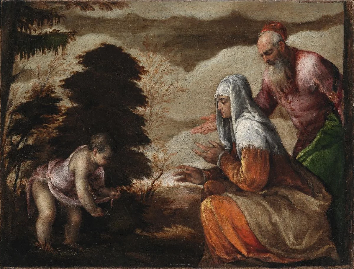 Johannes Kastaja kerää kukkia vanhemmilleen, by Jacopo Bassano, unspecified, 1567