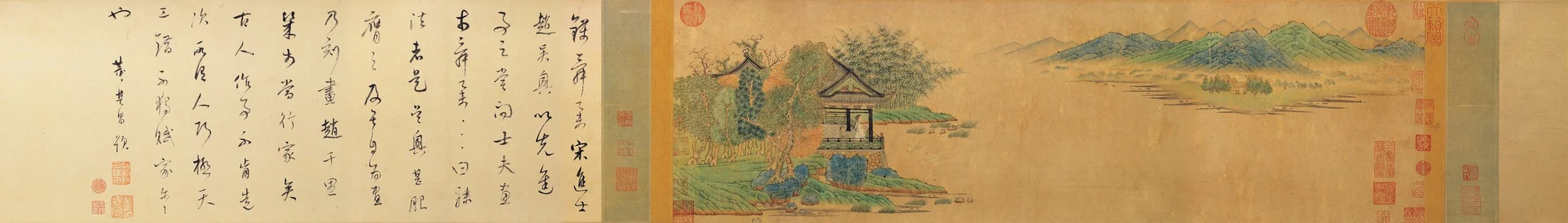 Watching Geese at Lan-t'ing Pavilion, by Qian Xuan, unspecified, 1280