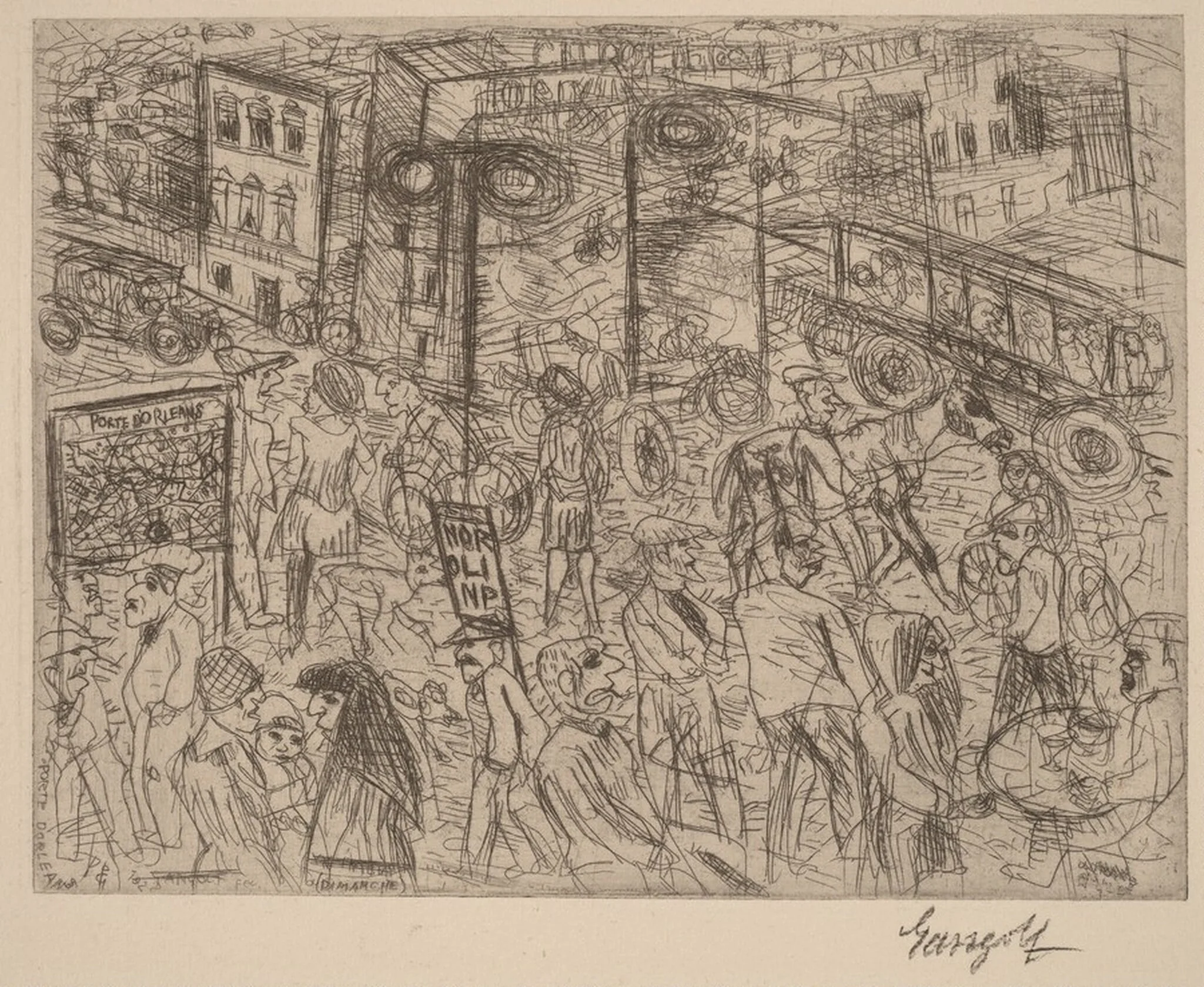 Porte d'Orleans, by Paul Gangolf, ink, 1922