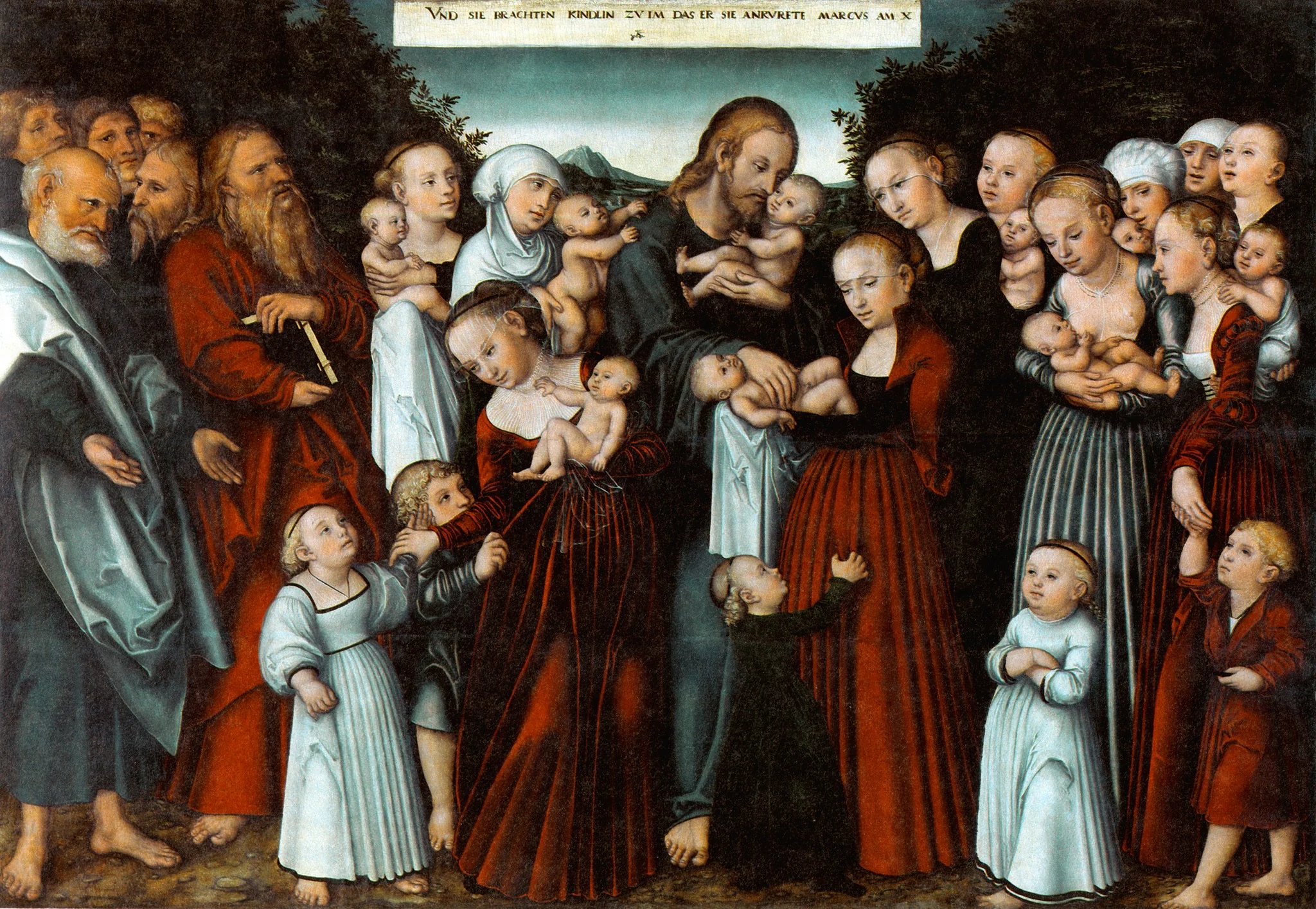 Christ blessing the children, by Lucas Cranach the Younger, paint, 1540